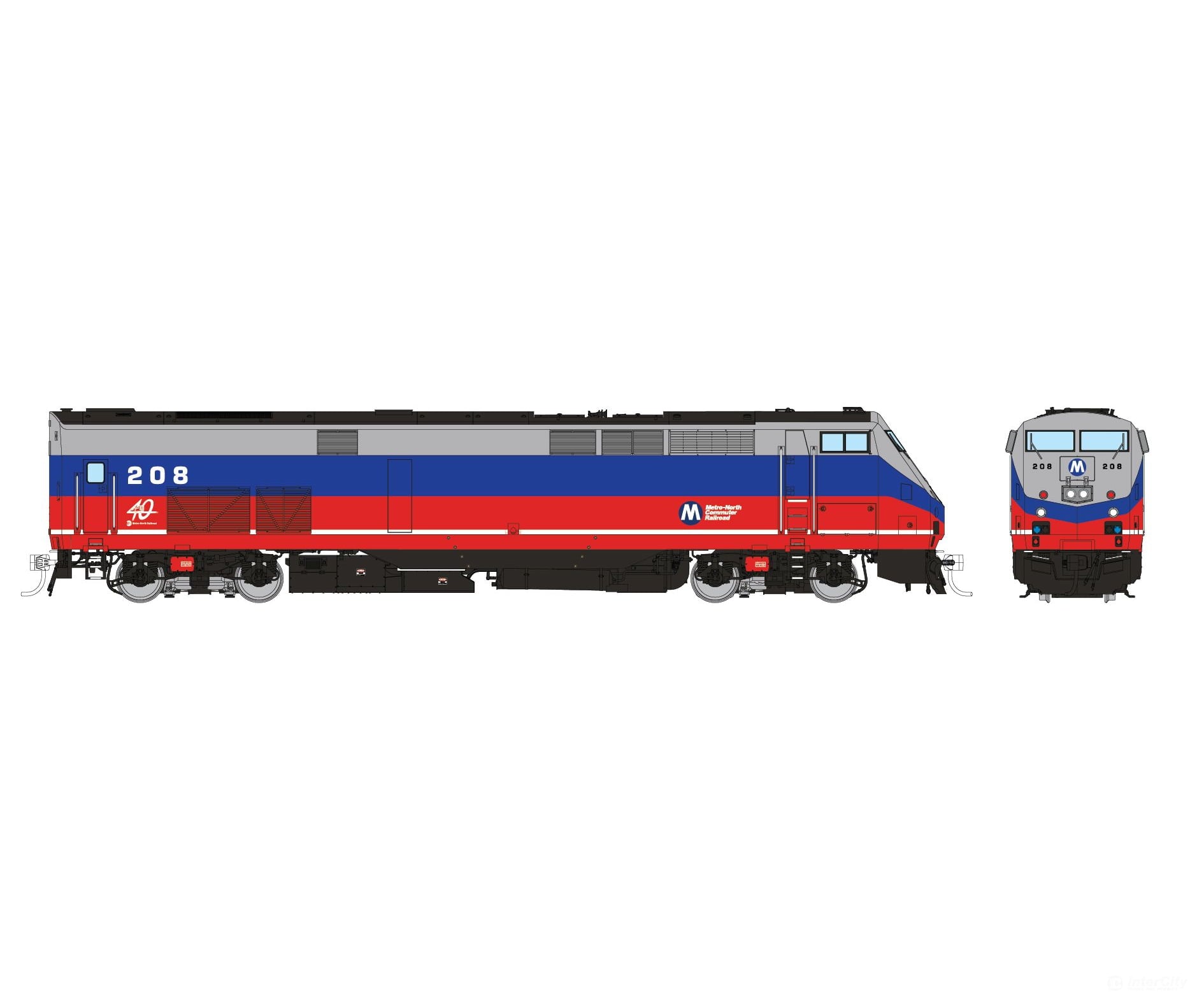 Rapido 085015 Ho Ge P32Ac-Dm (Dc/Silent): Metro North - Original Scheme: #208 Locomotives