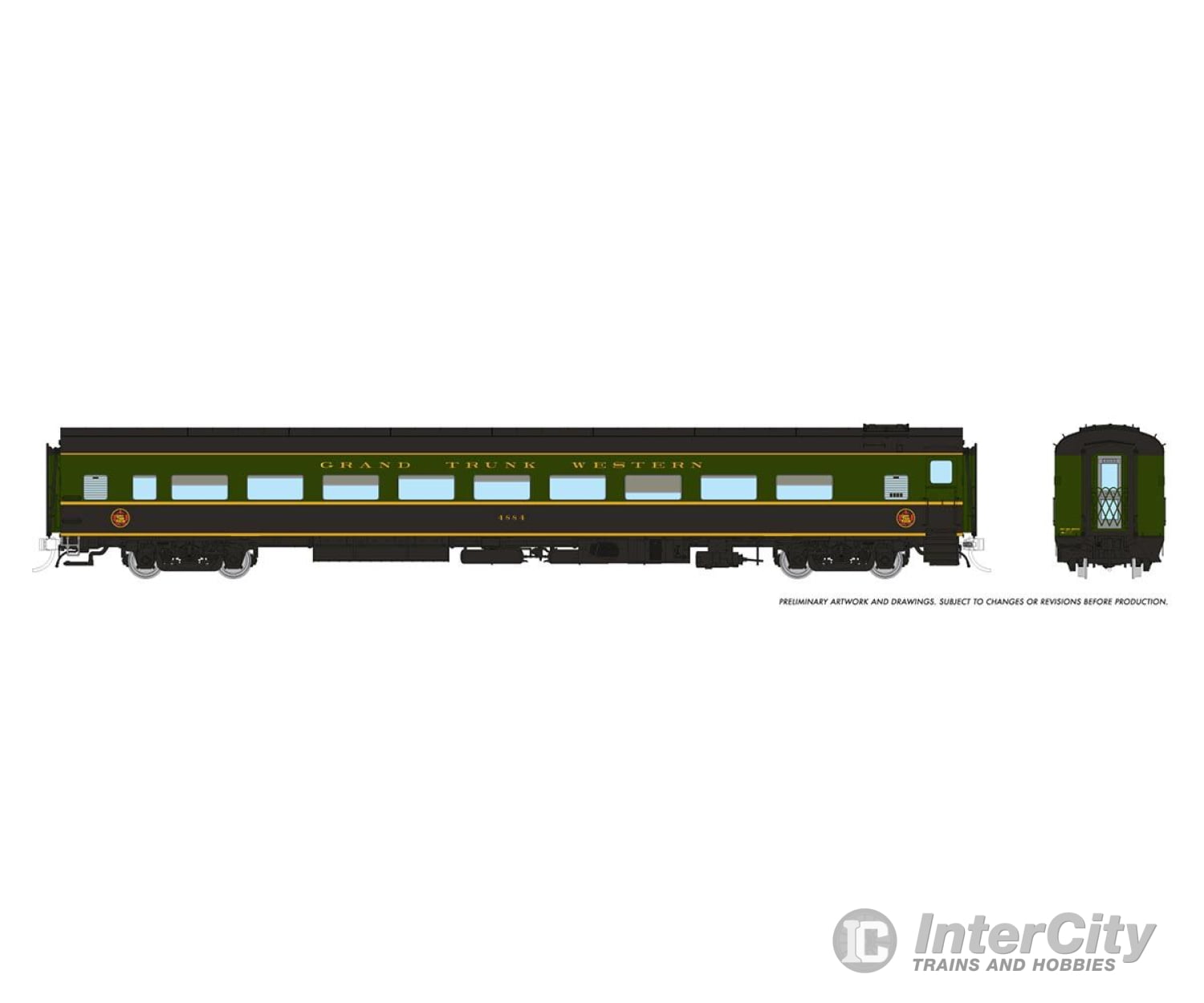 Rapido 100398 Ho Lightweight Coach: Gtw - 1954 Scheme: #4887 Passenger Cars