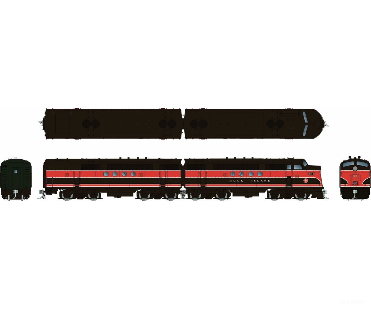 Rapido 1004012 HO EMD FT A + B (DC/Silent): Rock Island - Red & Black ’Rocket Freight’: #93A + 93B - Locomotives