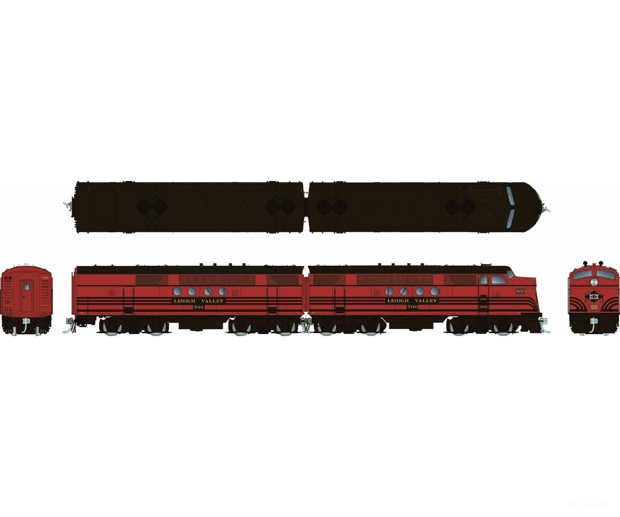 Rapido 1004023 HO EMD FT A + B (DC/Silent): Lehigh Valley: #506 + 507 - Locomotives