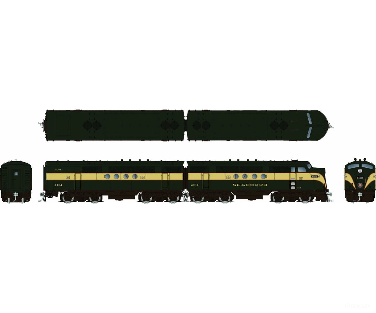 Rapido 1004029 HO EMD FT A + B (DC/Silent): SAL - Green & Yellow: #4015 + 4115 - Locomotives