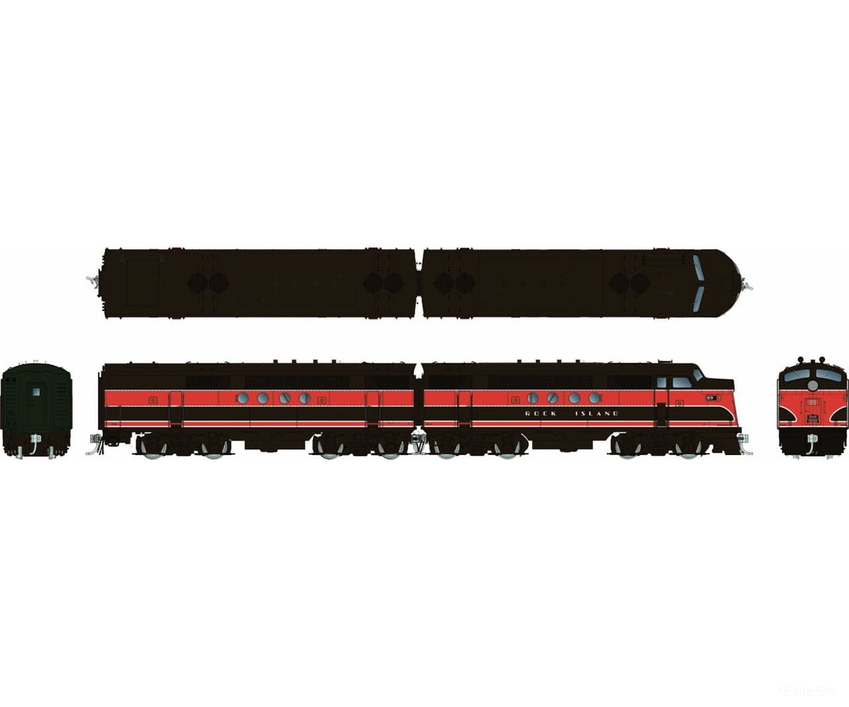 Rapido 1004511 HO EMD FT A + B (DC/DCC/Sound): Rock Island - Red & Black: #89A + 89B - Locomotives