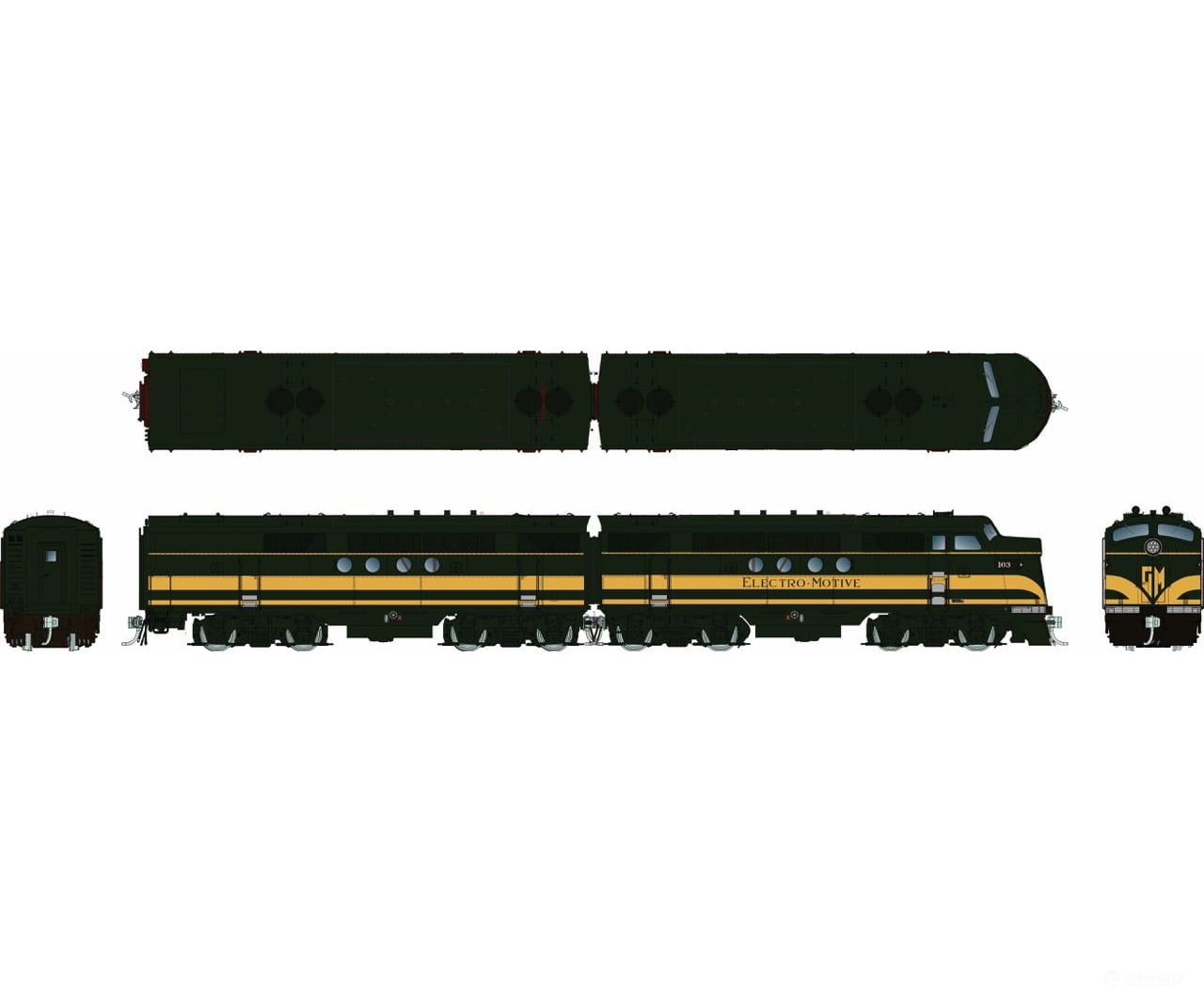 Rapido 1004517 HO EMD FT A + B (DC/DCC/Sound): EMD Demonstrator: #103A + 103B - Locomotives