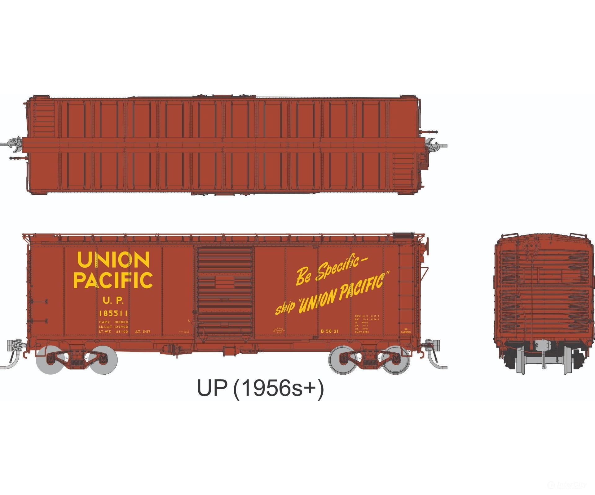 Rapido 1011004 HO 1937 AAR 40’ Boxcar - Square Corner: Union Pacific: 6-Pack - Freight Cars
