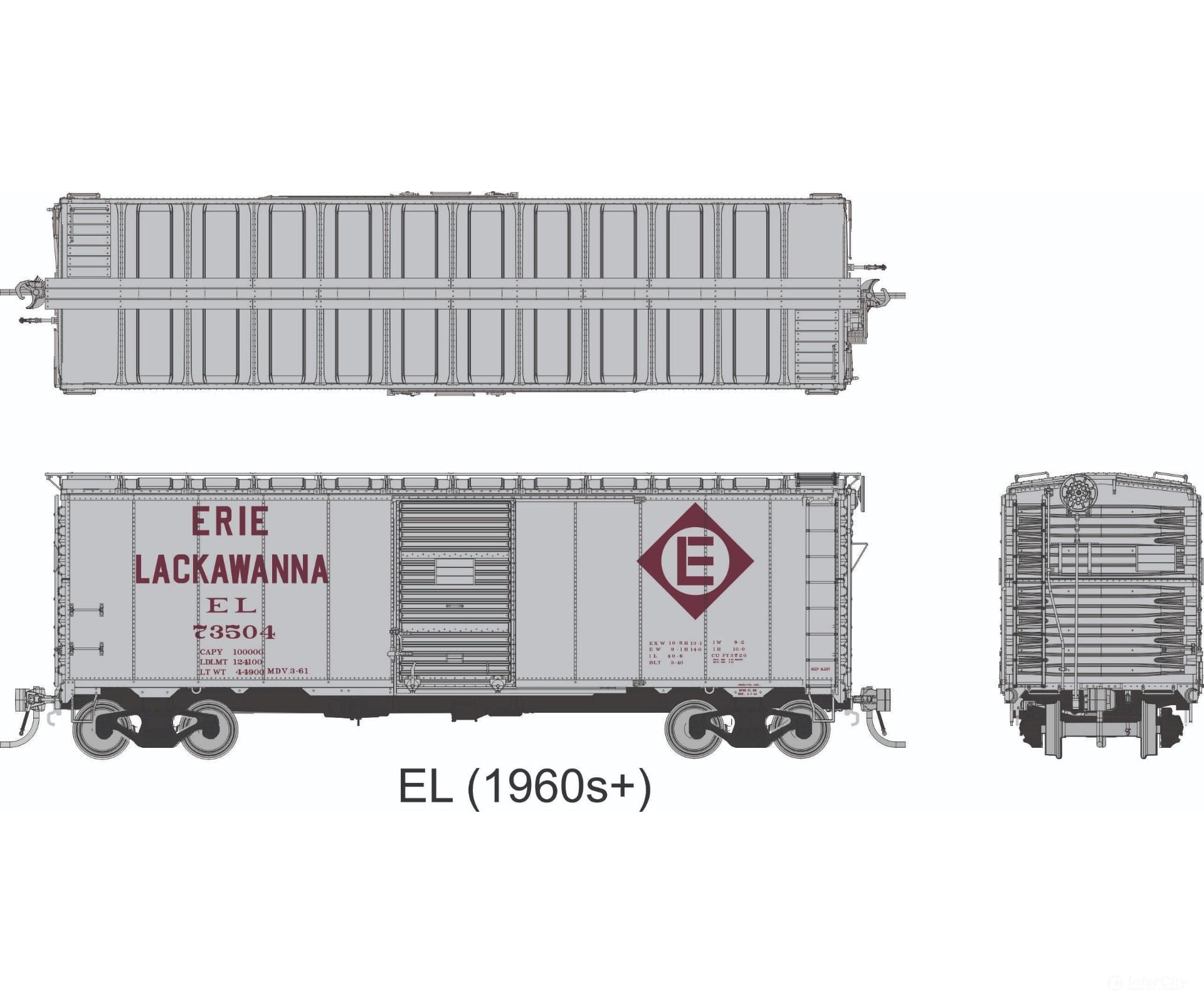 Rapido 1011005 HO 1937 AAR 40’ Boxcar - Square Corner: Erie Lackawanna: 6-Pack - Freight Cars