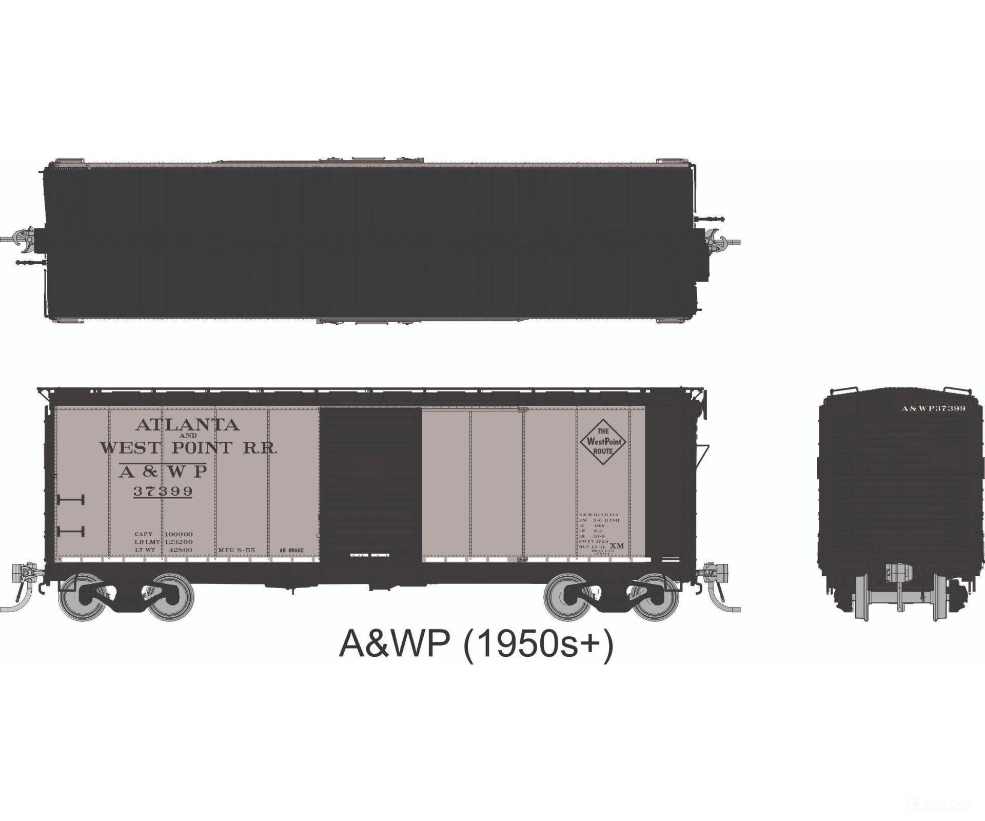 Rapido 1011006 HO 1937 AAR 40’ Boxcar - Round Corner: Atlanta & West Point - Silver: 6-Pack - Freight Cars