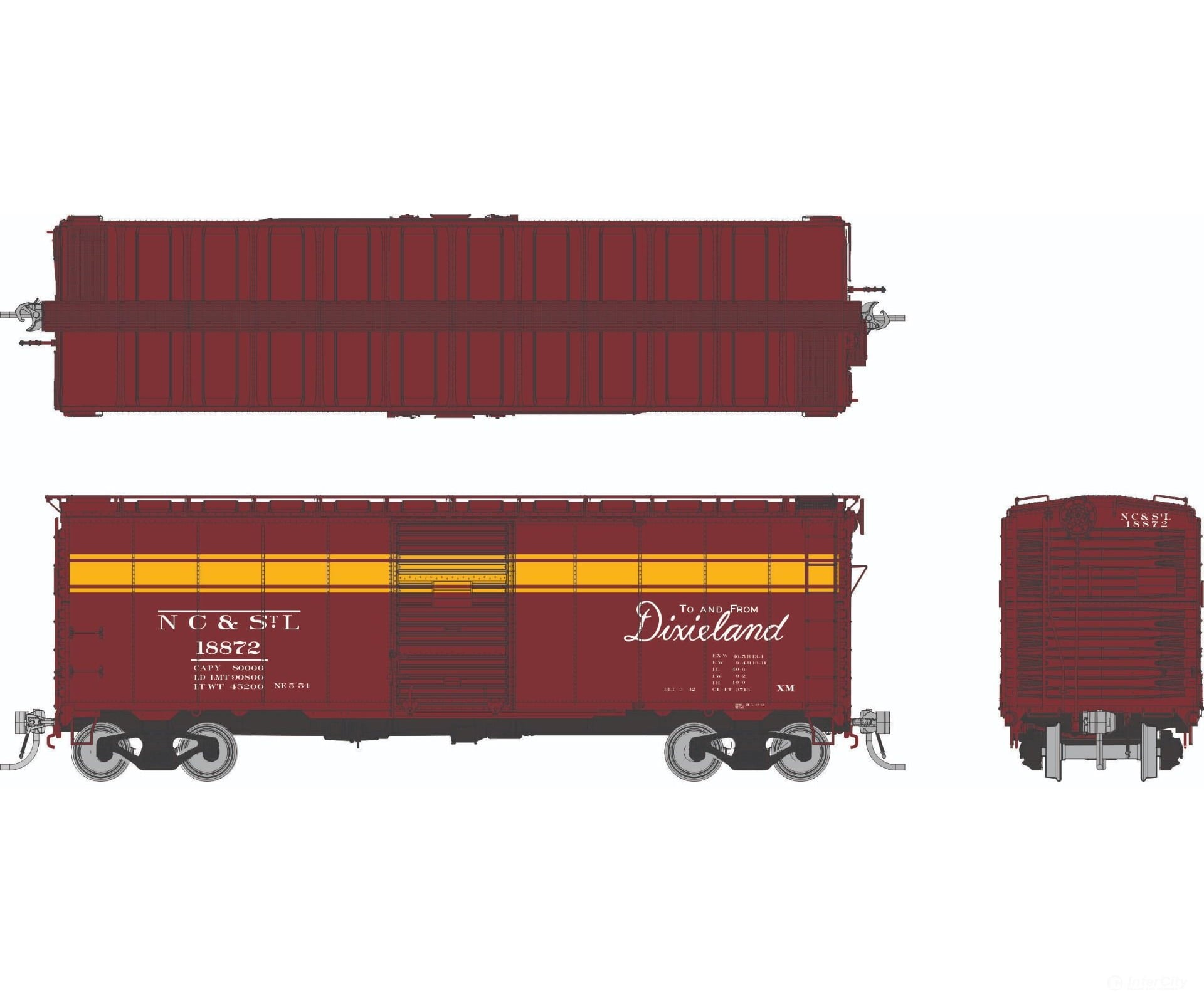 Rapido 1011012 HO 1937 AAR 40’ Boxcar - Round Corner: Nashville Chattanooga & St Louis: 6-Pack - Freight Cars