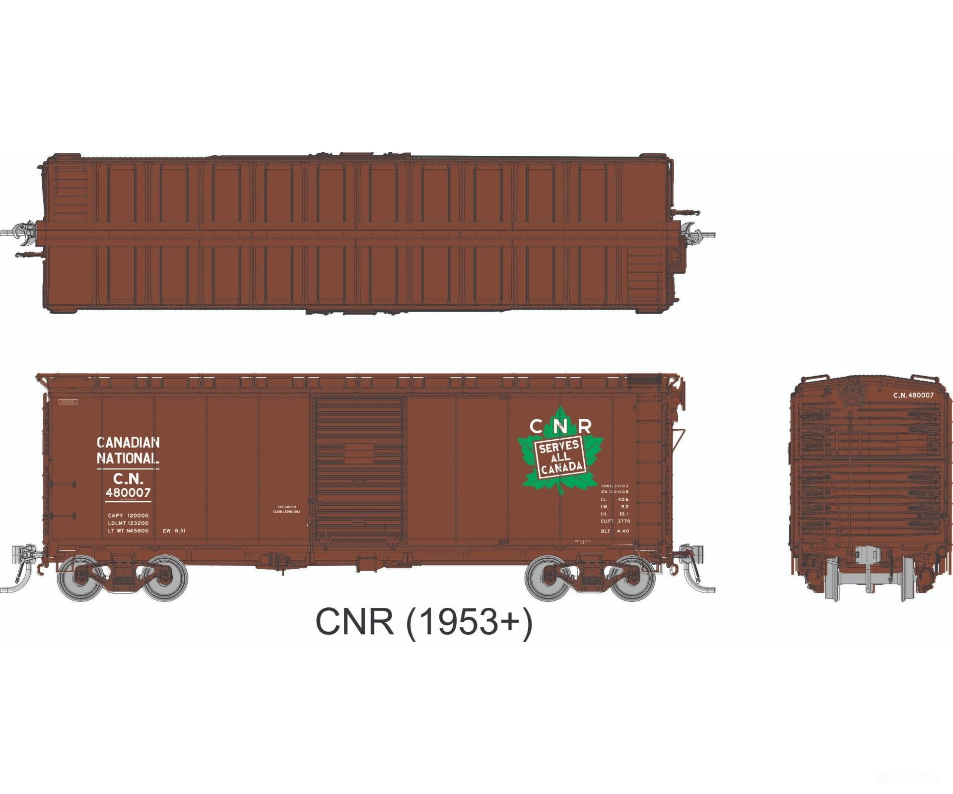 Rapido 1011015 HO 1937 AAR 40’ Boxcar - NSC-1 Ends: CNR - Tilted Wafer Green Leaf: 6-Pack - Freight Cars