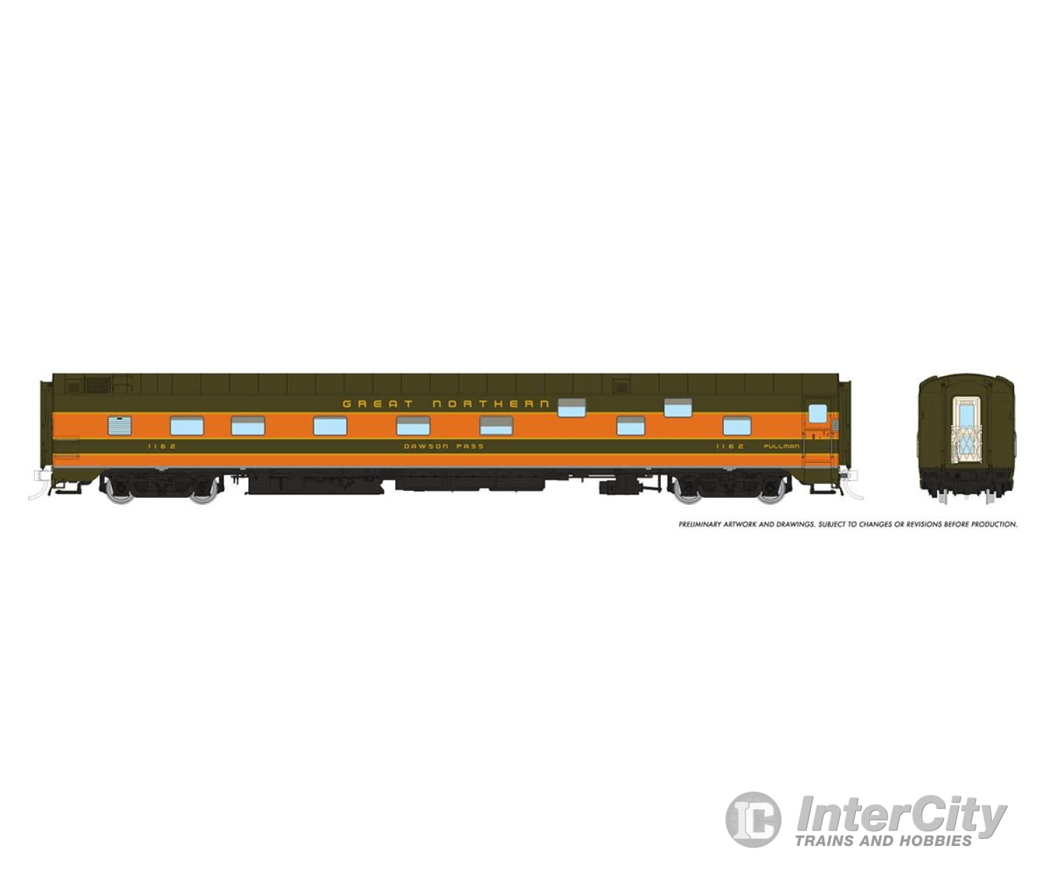 Rapido 101163 Ho Duplex Sleeper: Great Northern: #1162 Dawson Pass Passenger Cars