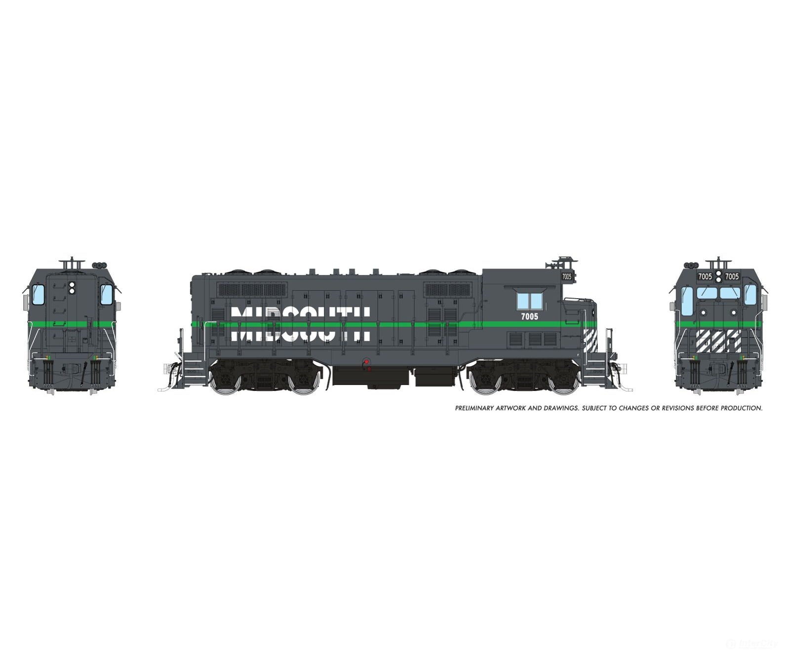 Rapido 1017011 HO ATSF CF7 w/ Square Cab (DC/Silent): Midsouth: #7009 - Locomotives