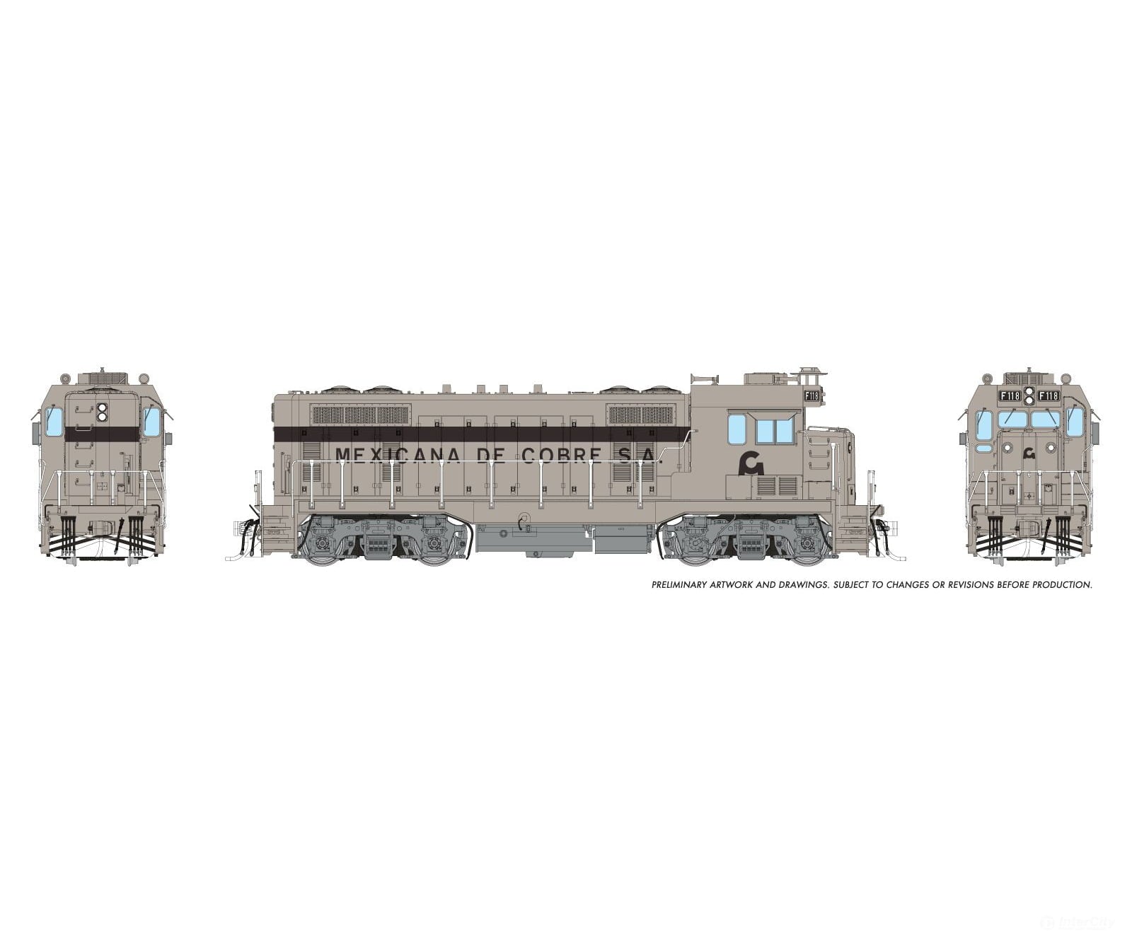 Rapido 1017509 HO ATSF CF7 w/ Square Cab (DC/DCC/Sound): Mexicana De Cobre SA: F.11.9 - Locomotives