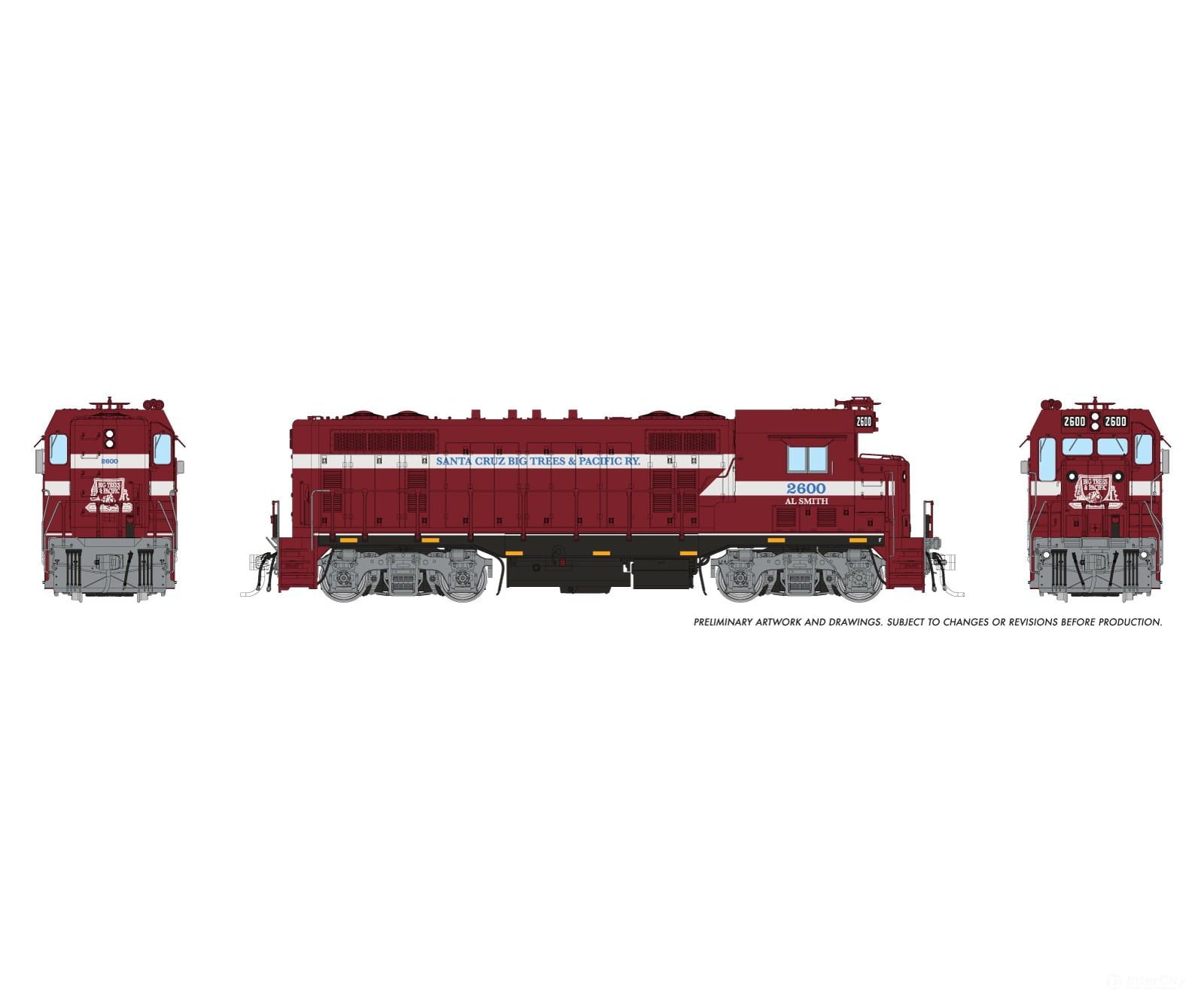 Rapido 1017527 HO ATSF CF7 w/ Square Cab (DC/DCC/Sound): Santa Cruz & Big Trees: #2600 - Locomotives