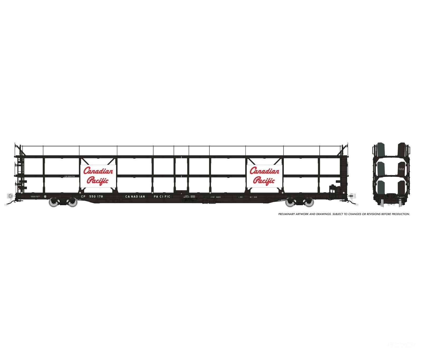 Rapido 1024101 HO NSC 89’ Tri-Level Autorack: CPR - Script: 6-Pack - Frieght Cars