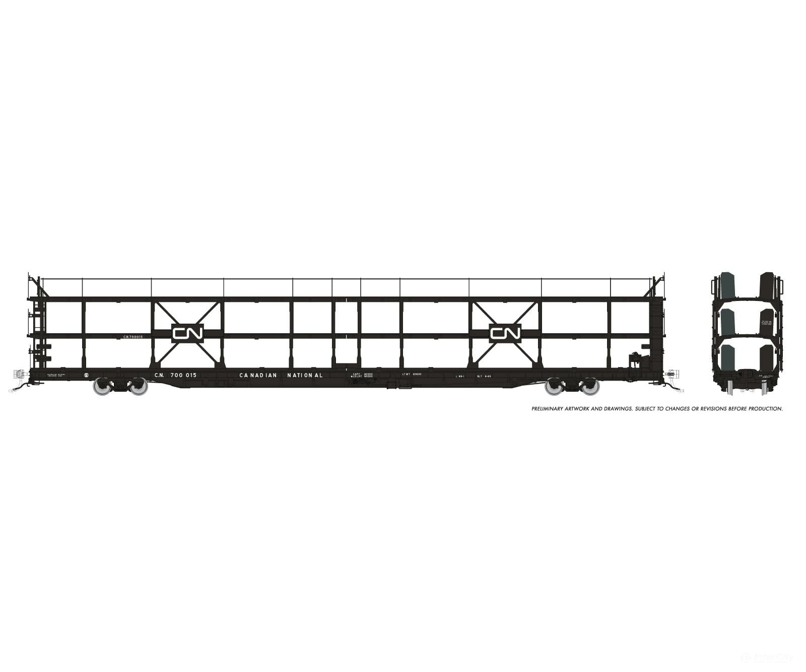 Rapido 1024104 HO NSC 89’ Tri-Level Autorack: CN Rail - Delivery: 6-Pack - Frieght Cars