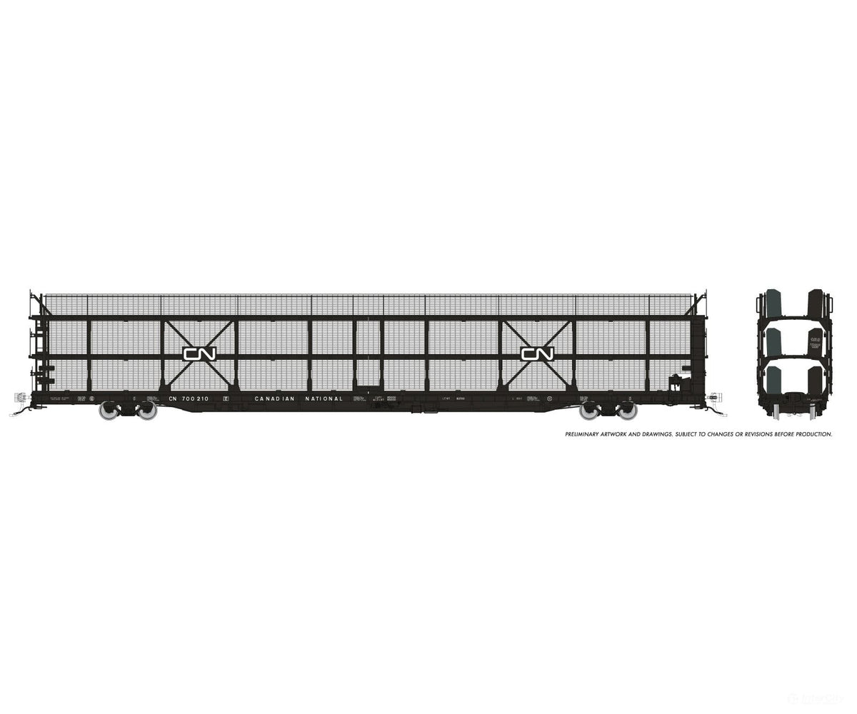 Rapido 1024105A HO NSC 89’ Tri-Level Autorack: CN Rail - Late w/ mesh: Single Car - Frieght Cars