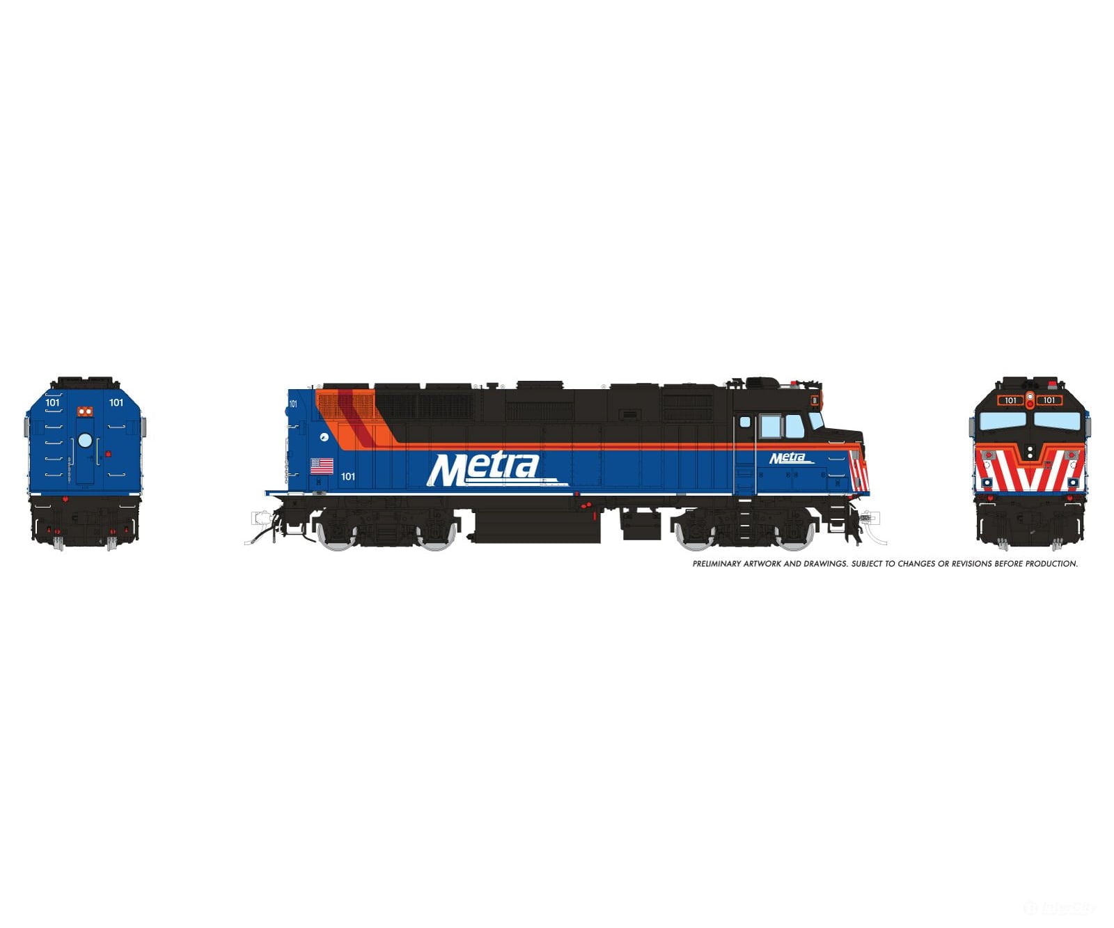 Rapido 1043026 HO EMD F40PH-3 (DC/Silent): Metra - New Blue Scheme: #105 - Locomotives