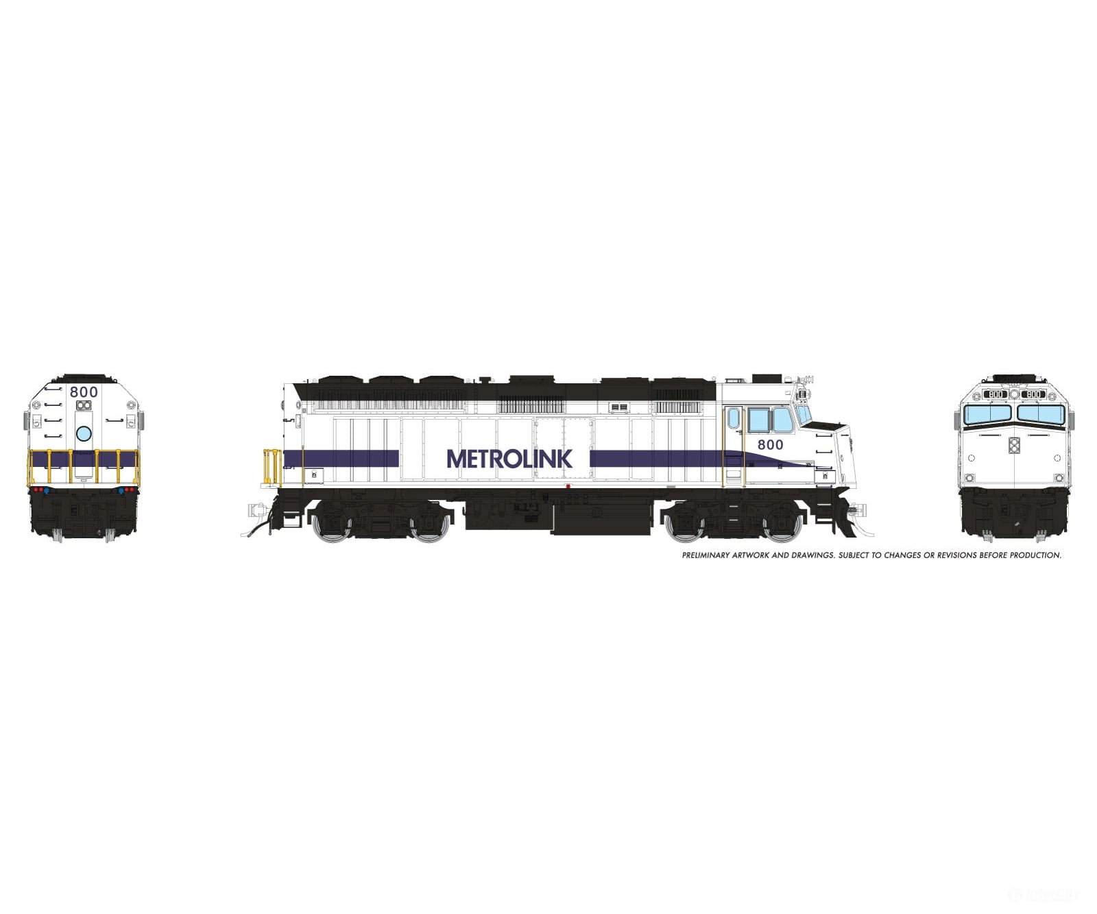 Rapido 1043029 HO EMD F40PH (DC/Silent): Metrolink - Simplified Stripe: #800 - Locomotives