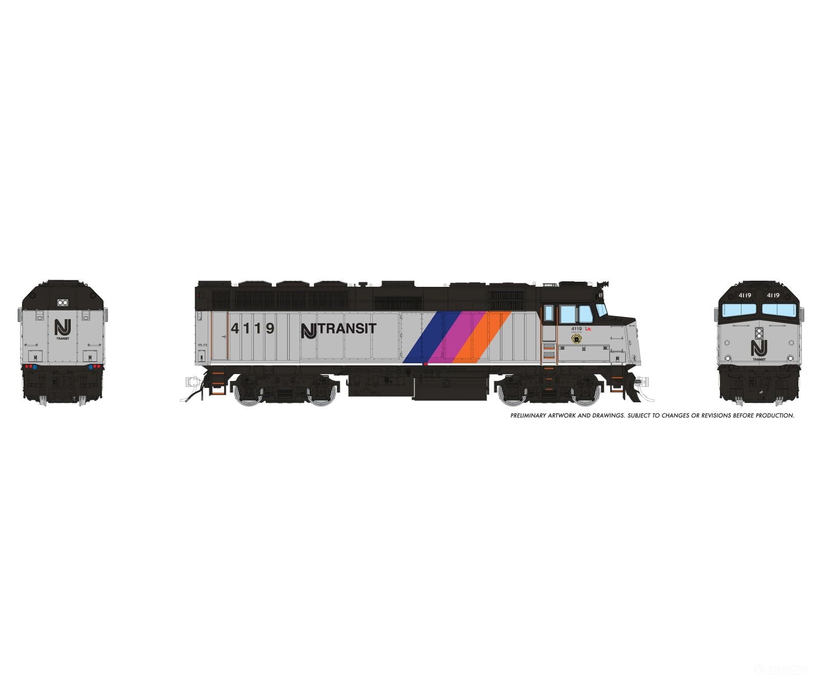 Rapido 1043057 HO EMD F40PH-2CAT (DC/Silent): NJ Transit: #4119 - Locomotives