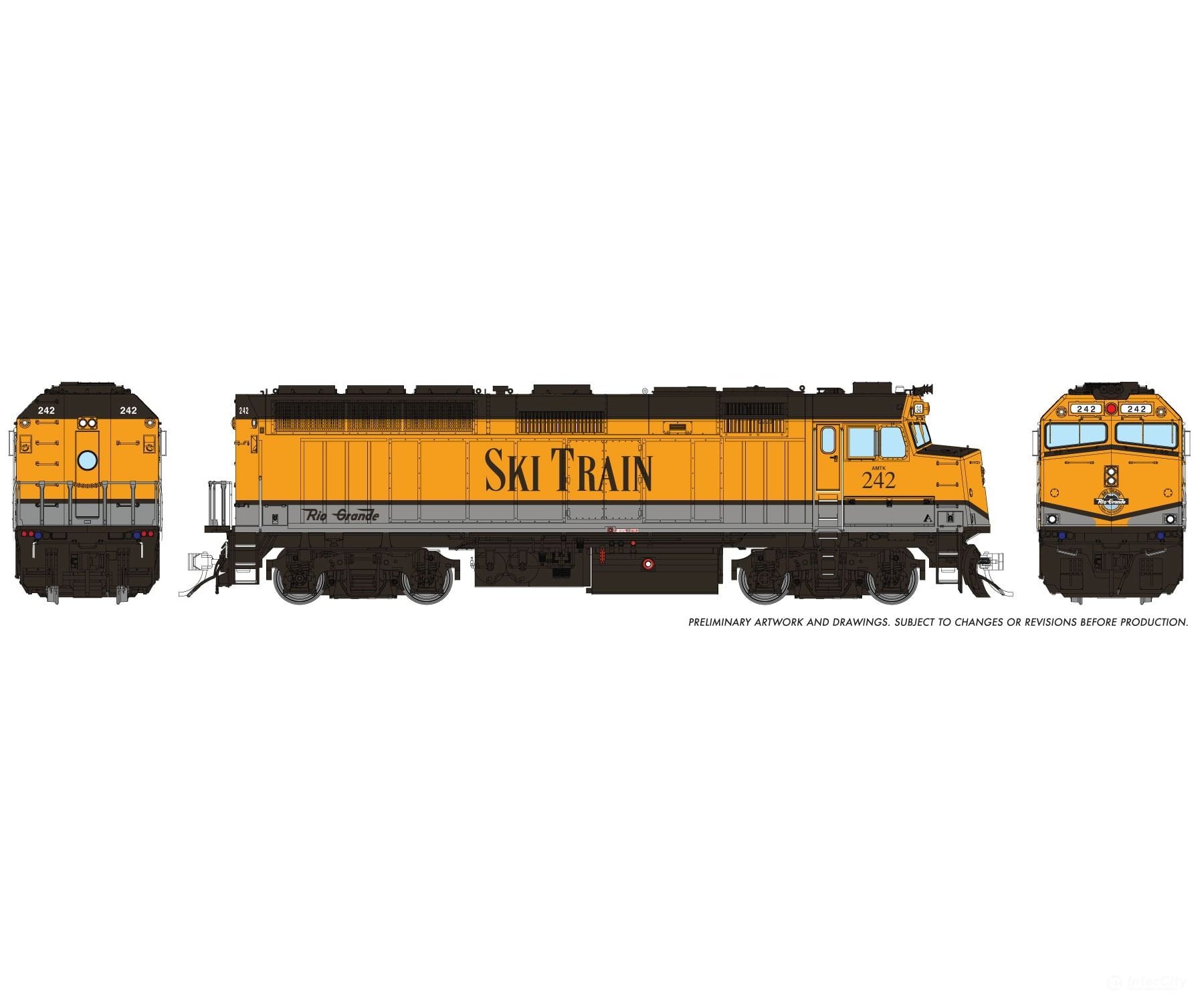 Rapido 1043091 HO EMD F40PH (DC/Silent): Denver Ski Train: #242 - Locomotives