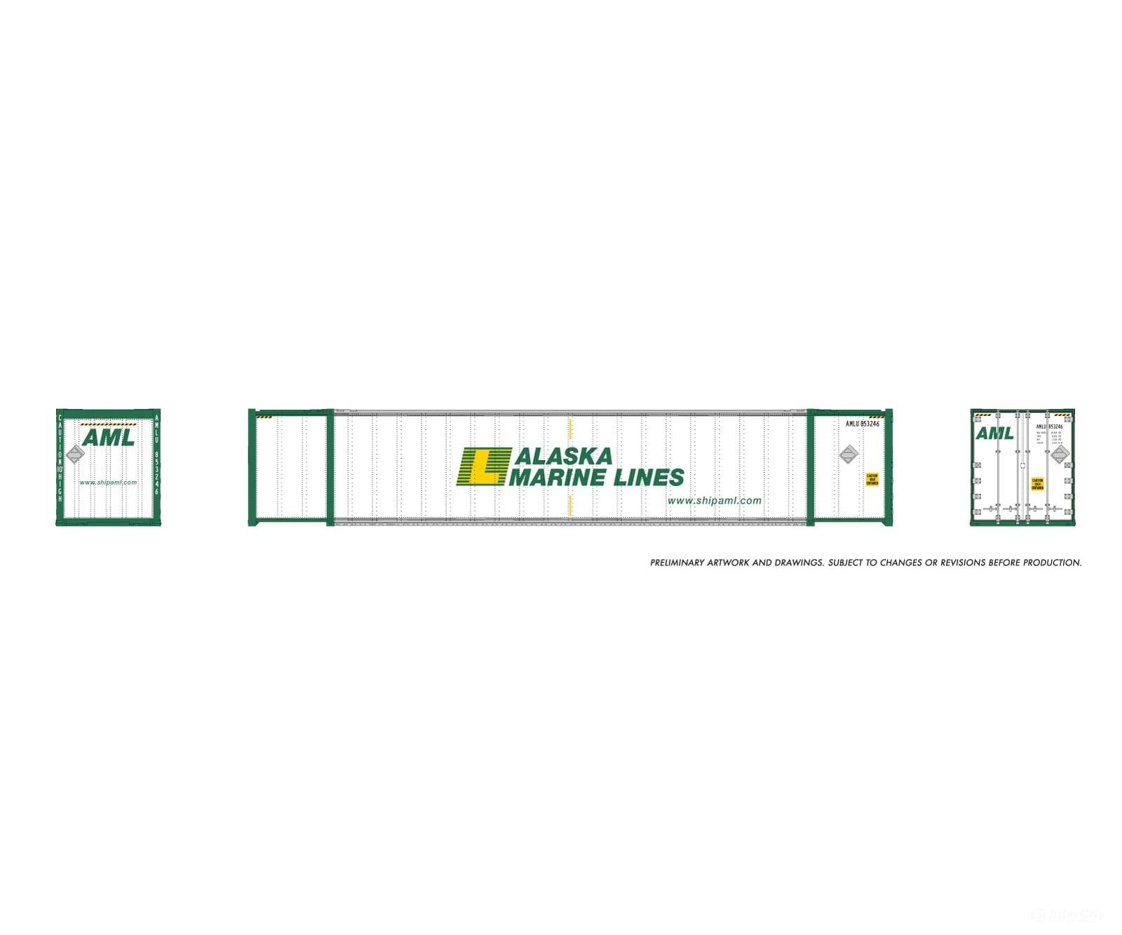 Rapido 1069001 HO 53’ high-cube Container (2-pack): Alaska Marine - Freight Loads & Containers