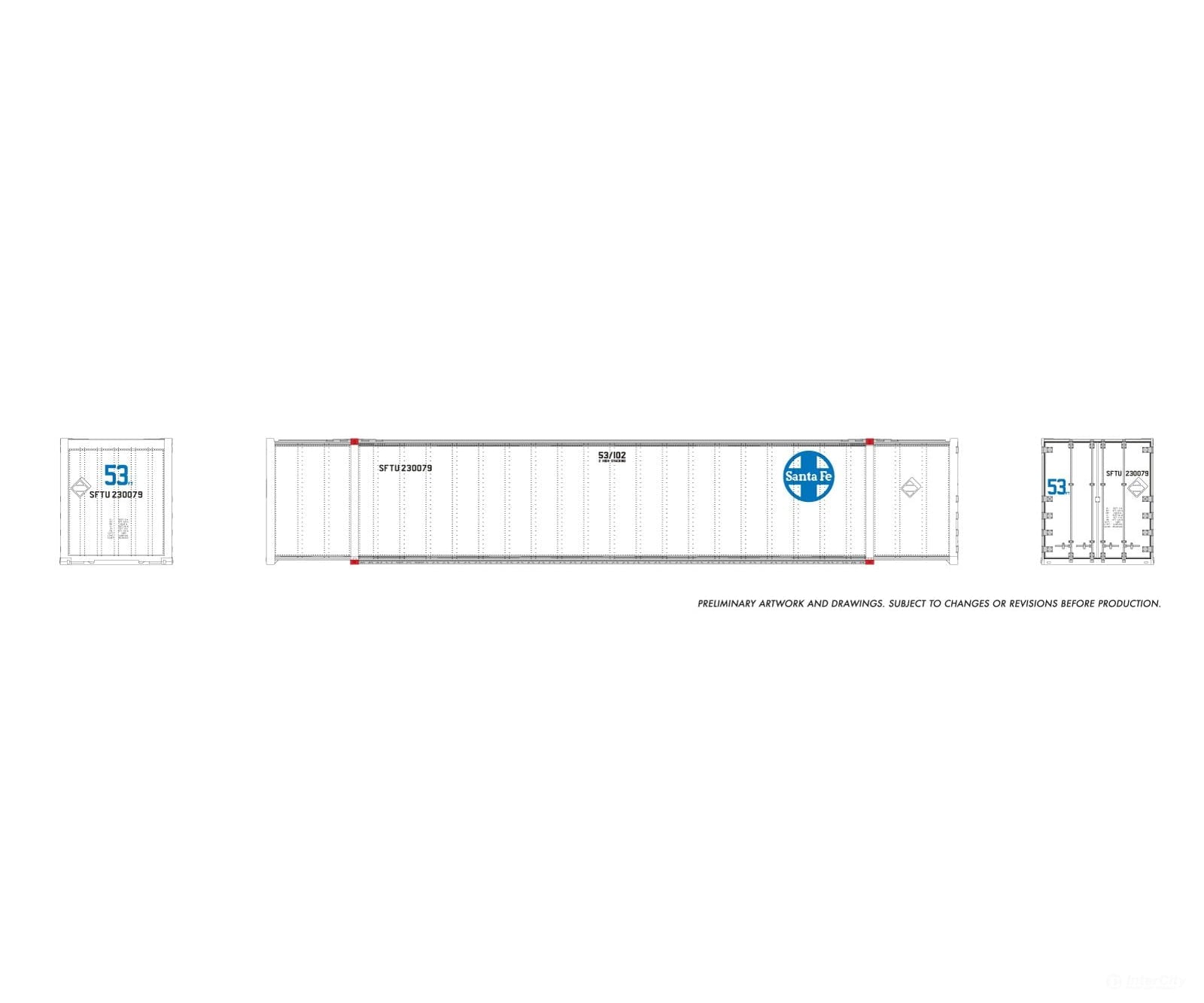 Rapido 1069003 HO 53’ high-cube Container (2-pack): ATSF - Freight Loads & Containers