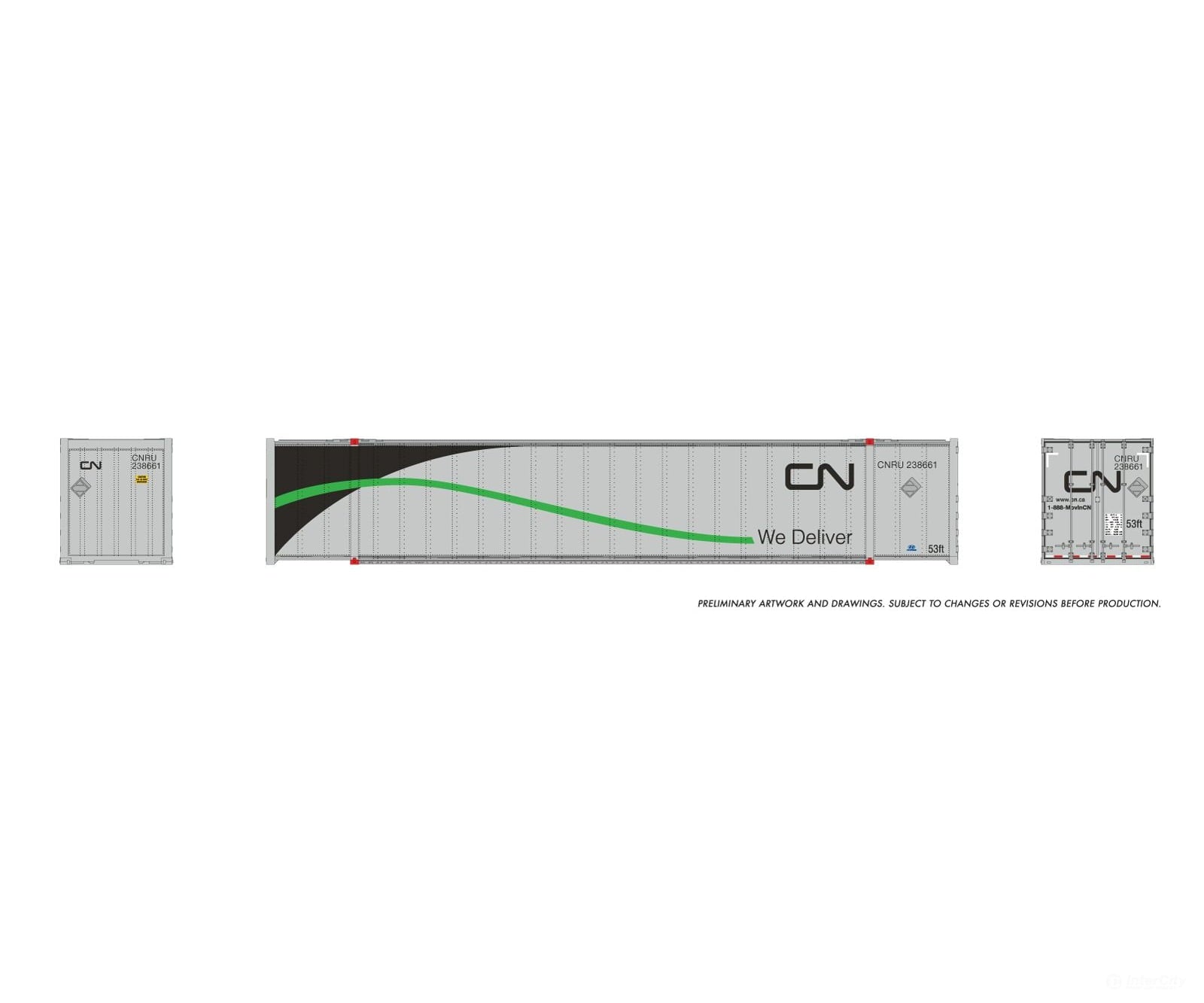 Rapido 1069004 HO 53’ high-cube Container (2-pack): CN - We Deliver (Green) #2 - Freight Loads & Containers