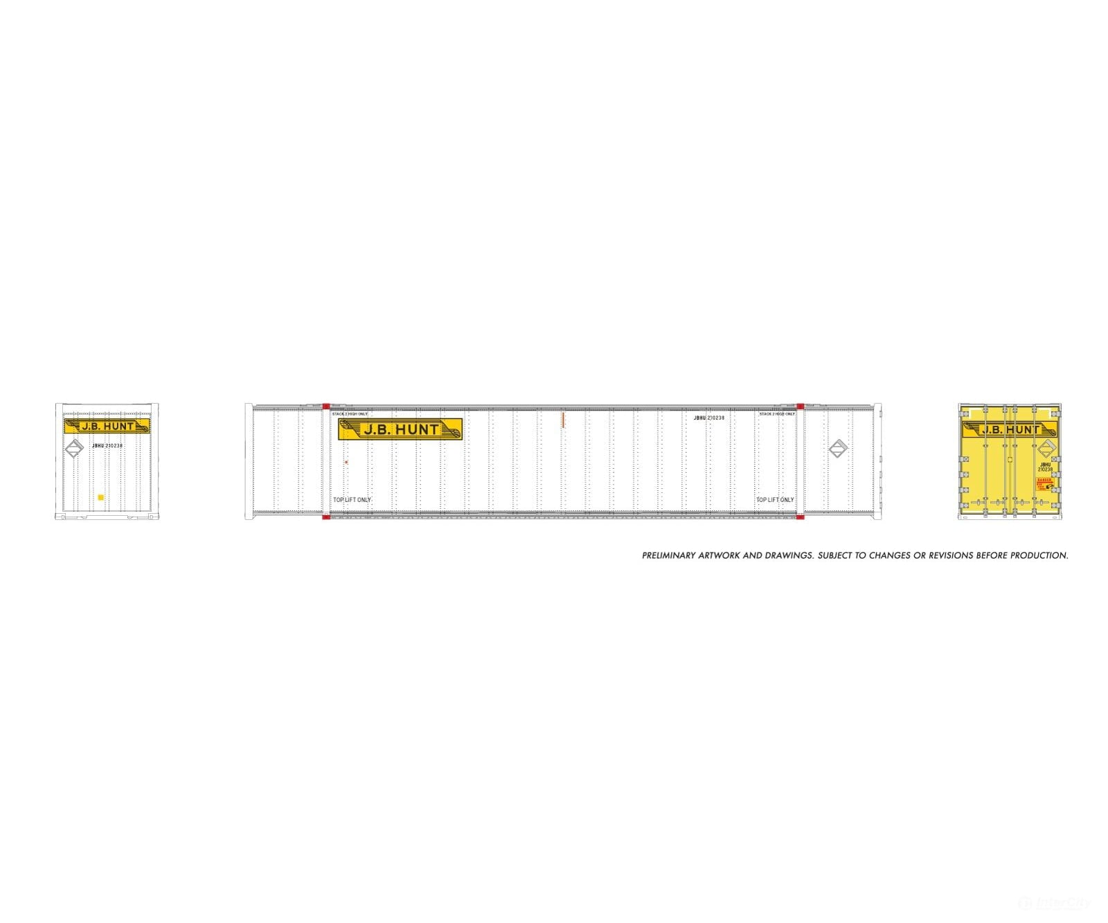 Rapido 1069011 HO 53’ high-cube Container (2-pack): JB Hunt - Early - Freight Loads & Containers