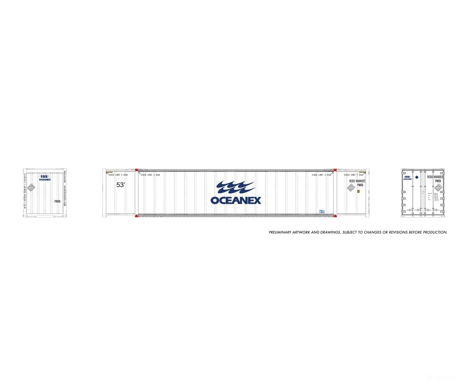Rapido 1069012 HO 53’ high-cube Container (2-pack): Oceanex - Freight Loads & Containers