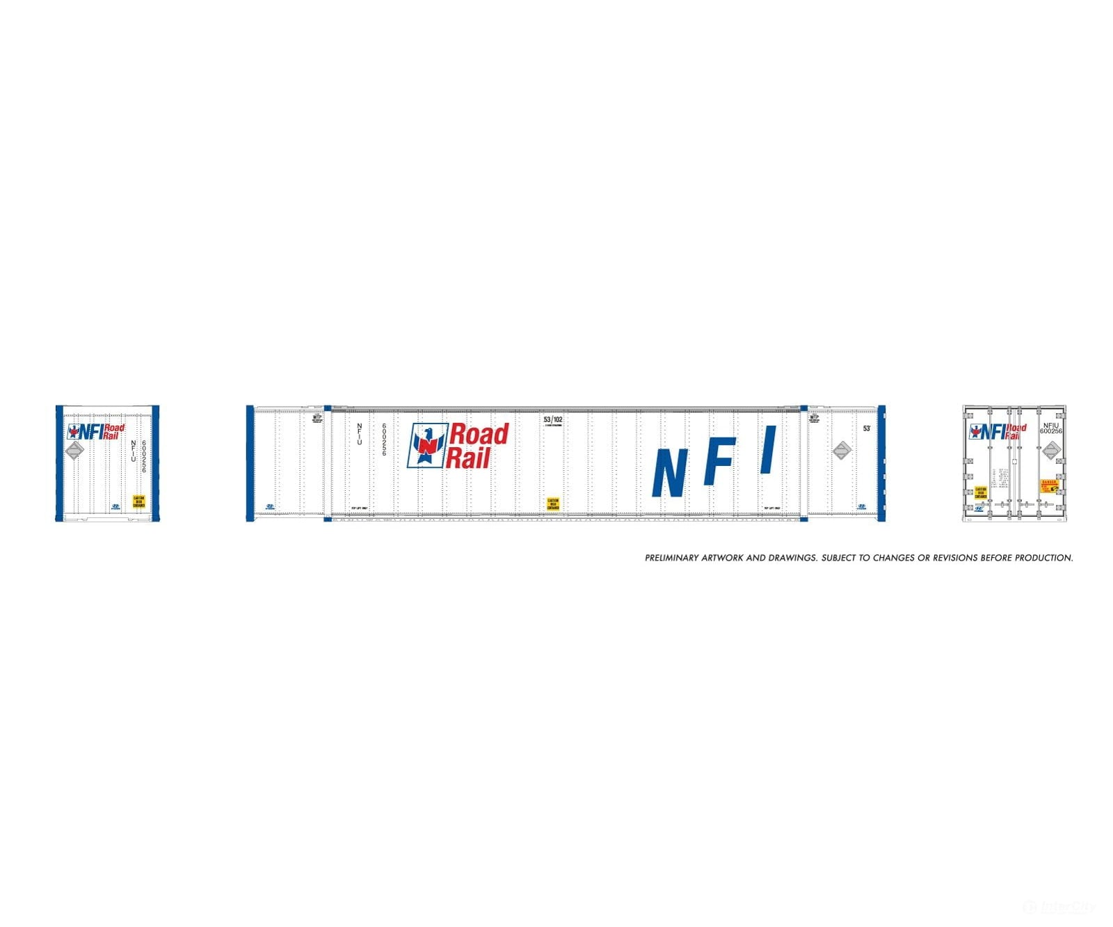Rapido 1069014 HO 53’ high-cube Container (2-pack): NFI RoadRail - Freight Loads & Containers