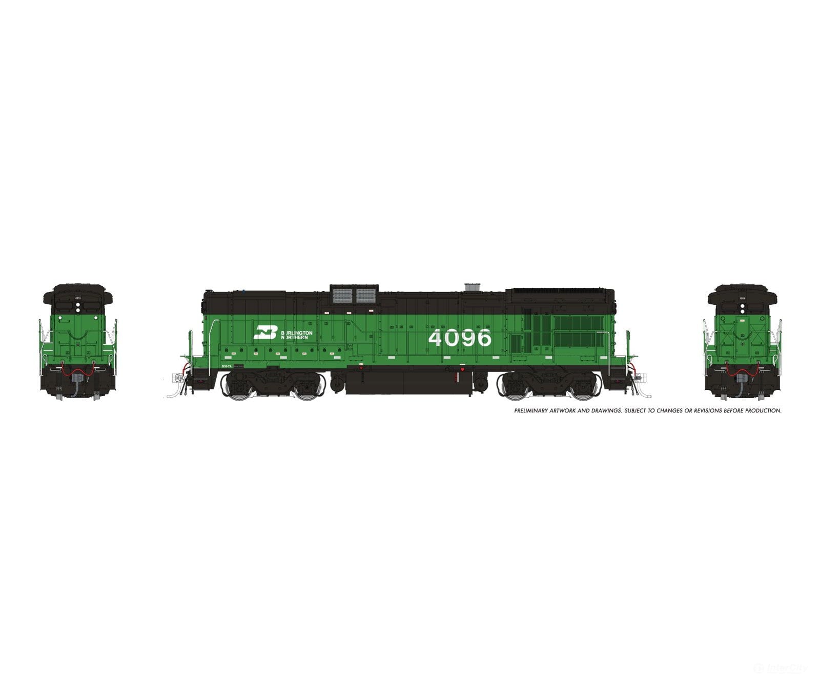 Rapido 1074034 HO GE B30-7A Booster (DC/Silent): Burlington Northern: #4096 - Locomotives