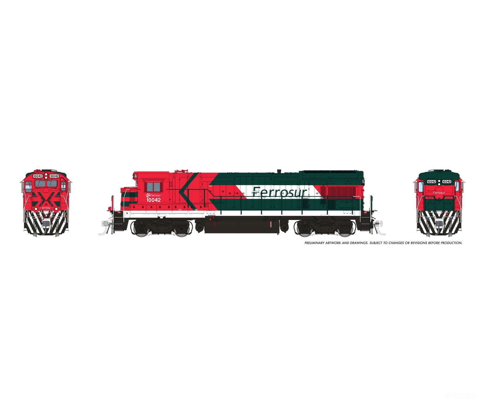 Rapido 1074506 HO GE B23-7 (DC/DCC/Sound): Ferrosur - Red & Green: #10042 - Locomotives