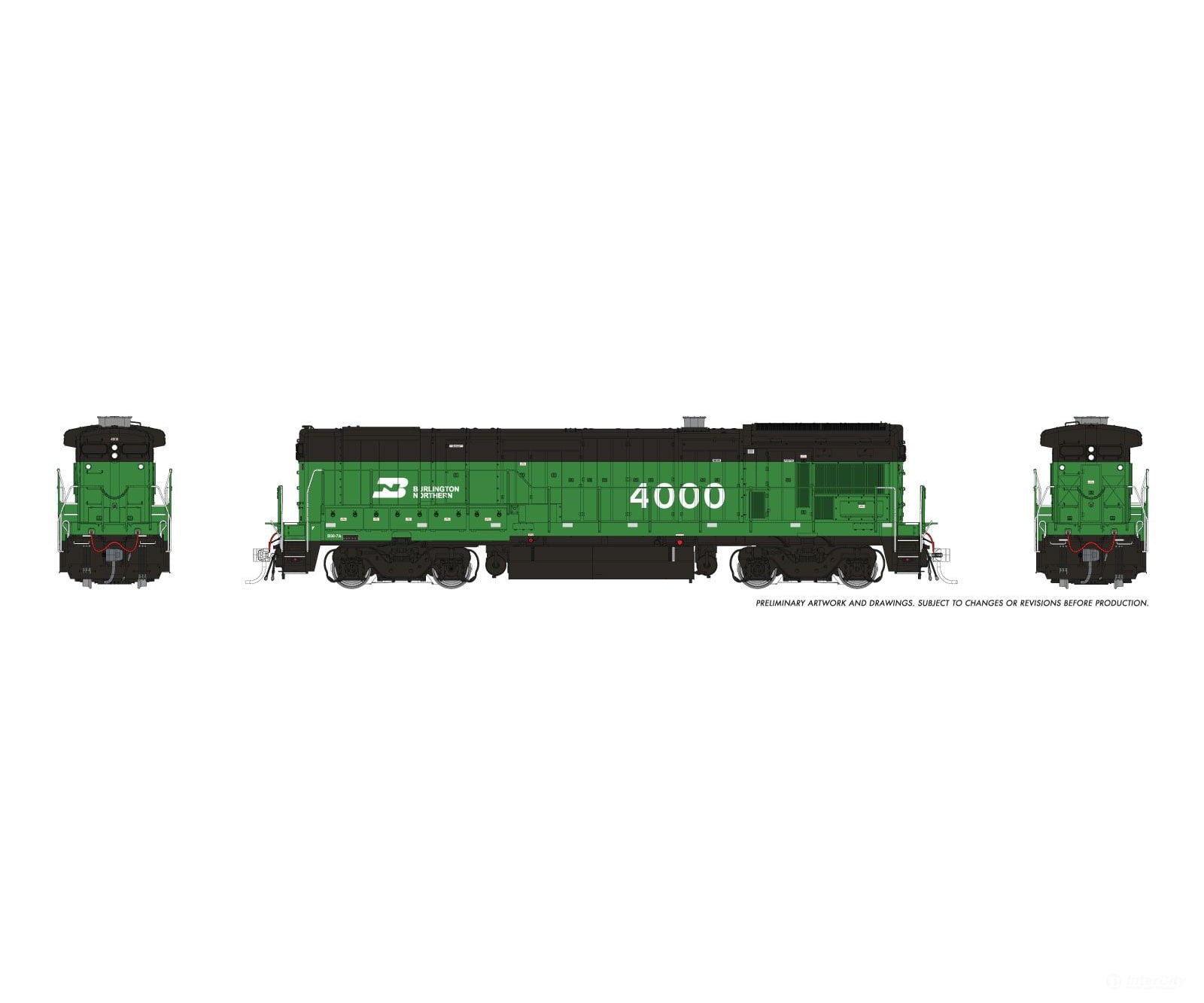 Rapido 1074529 HO GE B30-7A Booster (DC/DCC/Sound): Burlington Northern w/Early Grille: #4000 - Locomotives