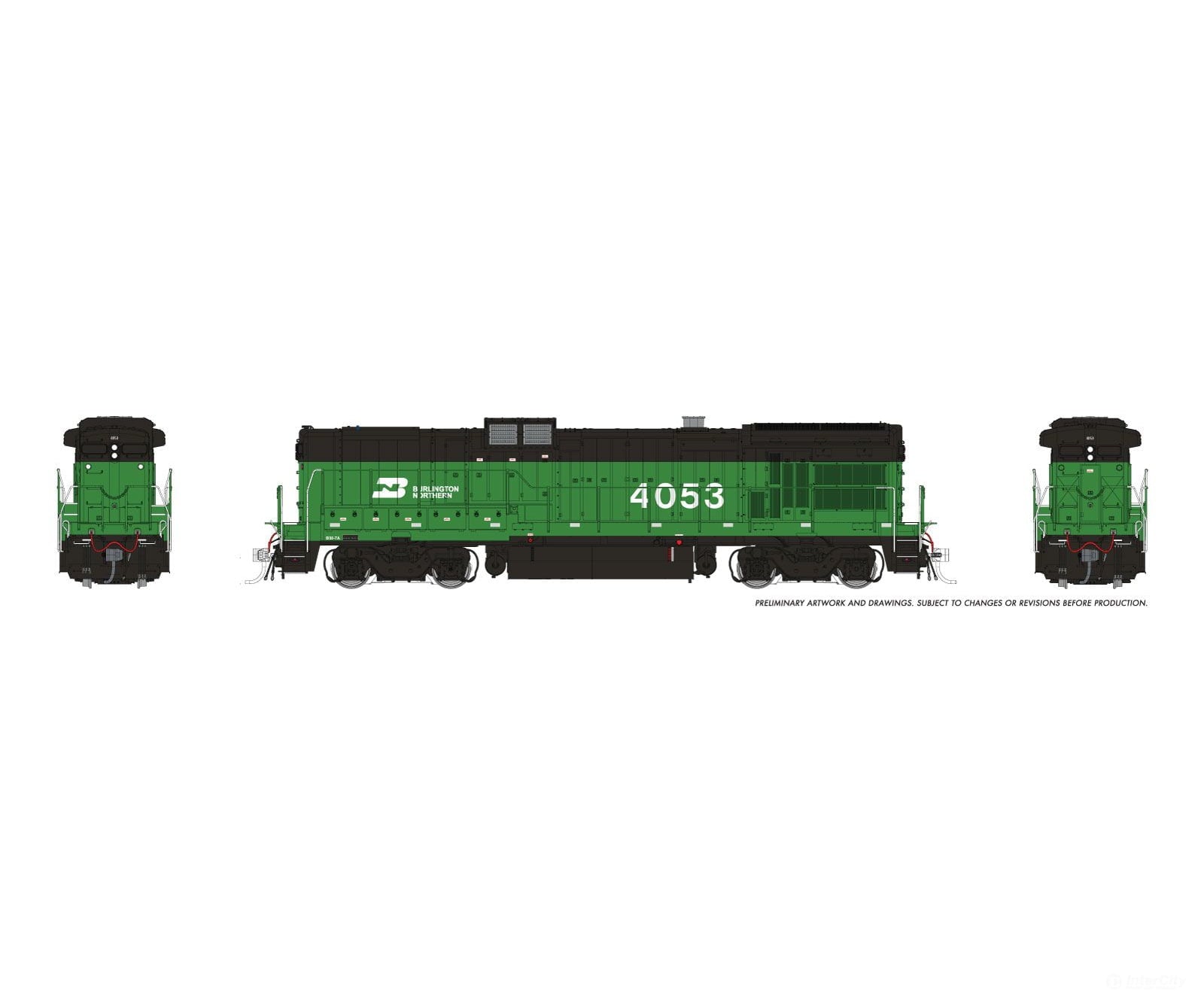 Rapido 1074533 HO GE B30-7A Booster (DC/DCC/Sound): Burlington Northern: #4053 - Locomotives