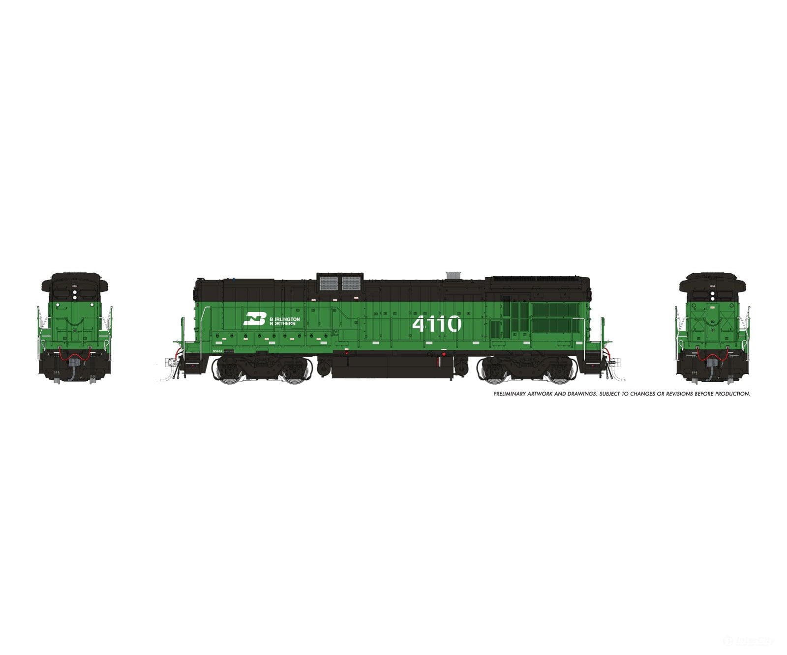 Rapido 1074536 HO GE B30-7A Booster (DC/DCC/Sound): Burlington Northern: #4110 - Locomotives