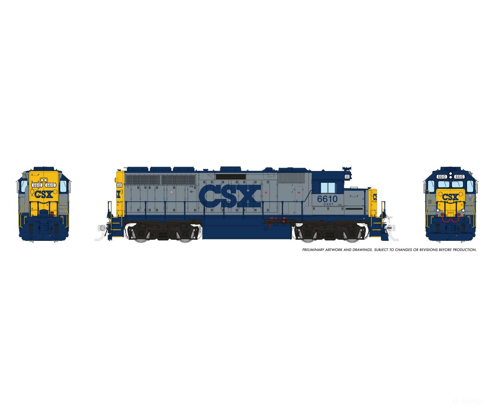 Rapido 1078006 HO EMD GP40 (DC/Silent): CSX - YN1 Scheme: #6610 - Locomotives