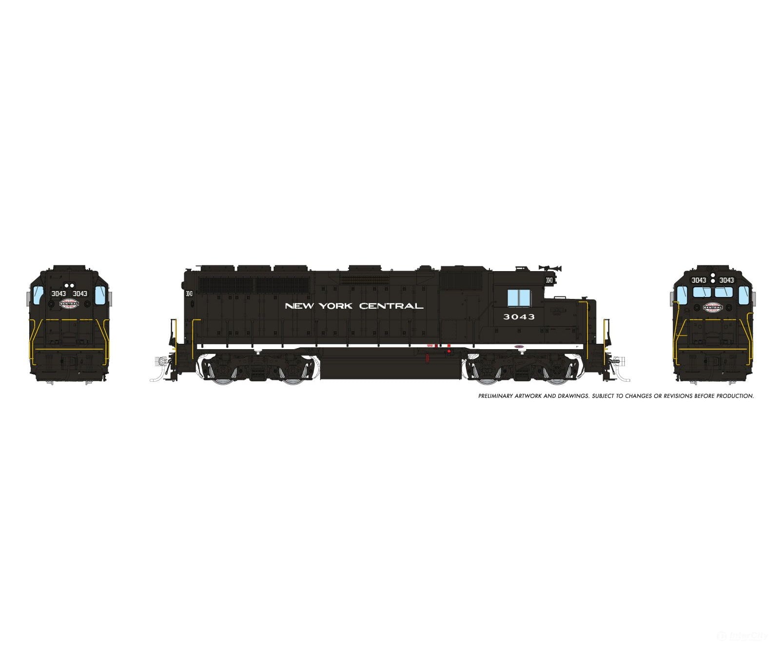 Rapido 1078029 HO EMD GP40 (DC/Silent): New York Central - Cigar Band: #3043 - Locomotives