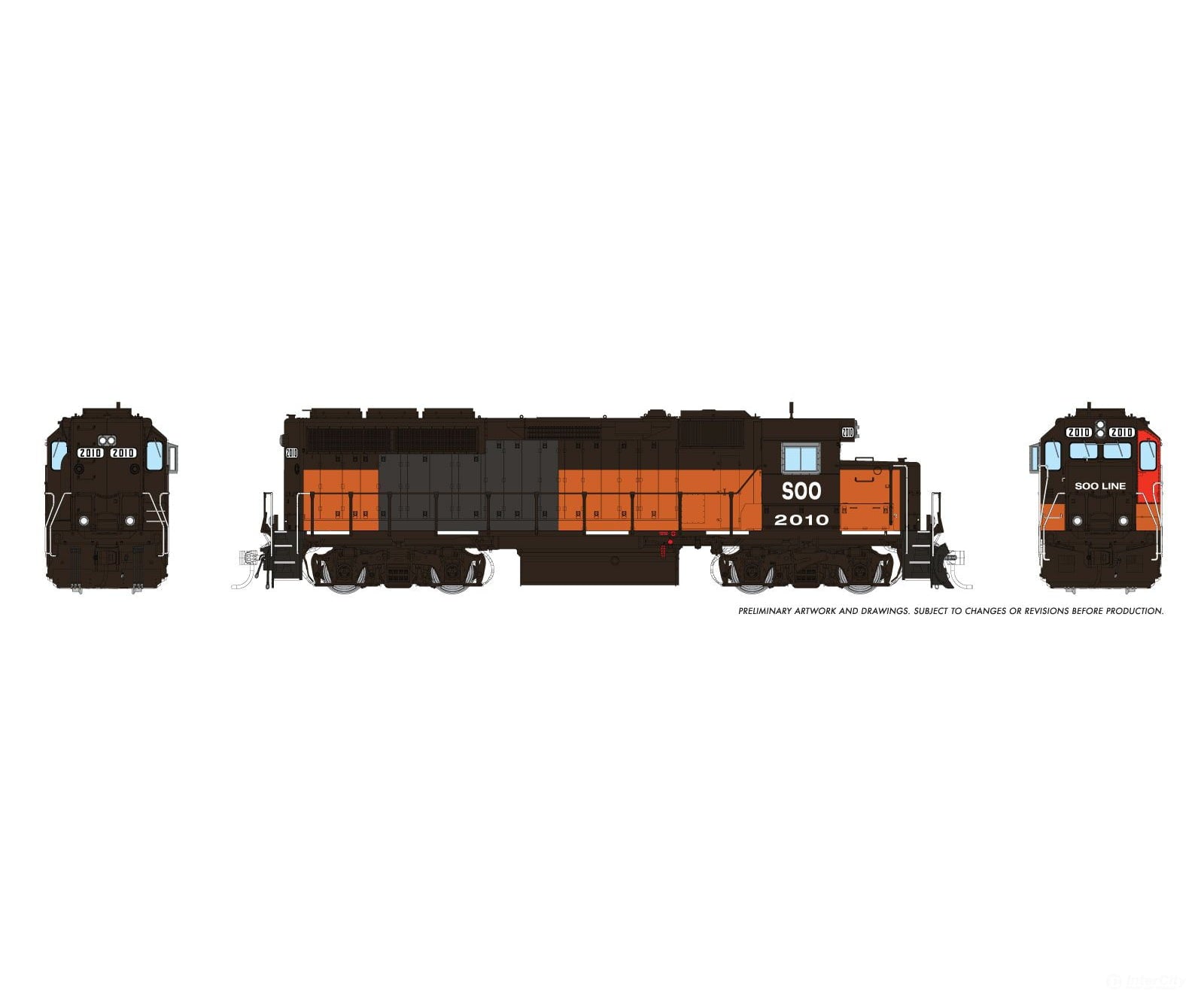 Rapido 1078034 HO EMD GP40 (DC/Silent): SOO Line: #2010 - Locomotives
