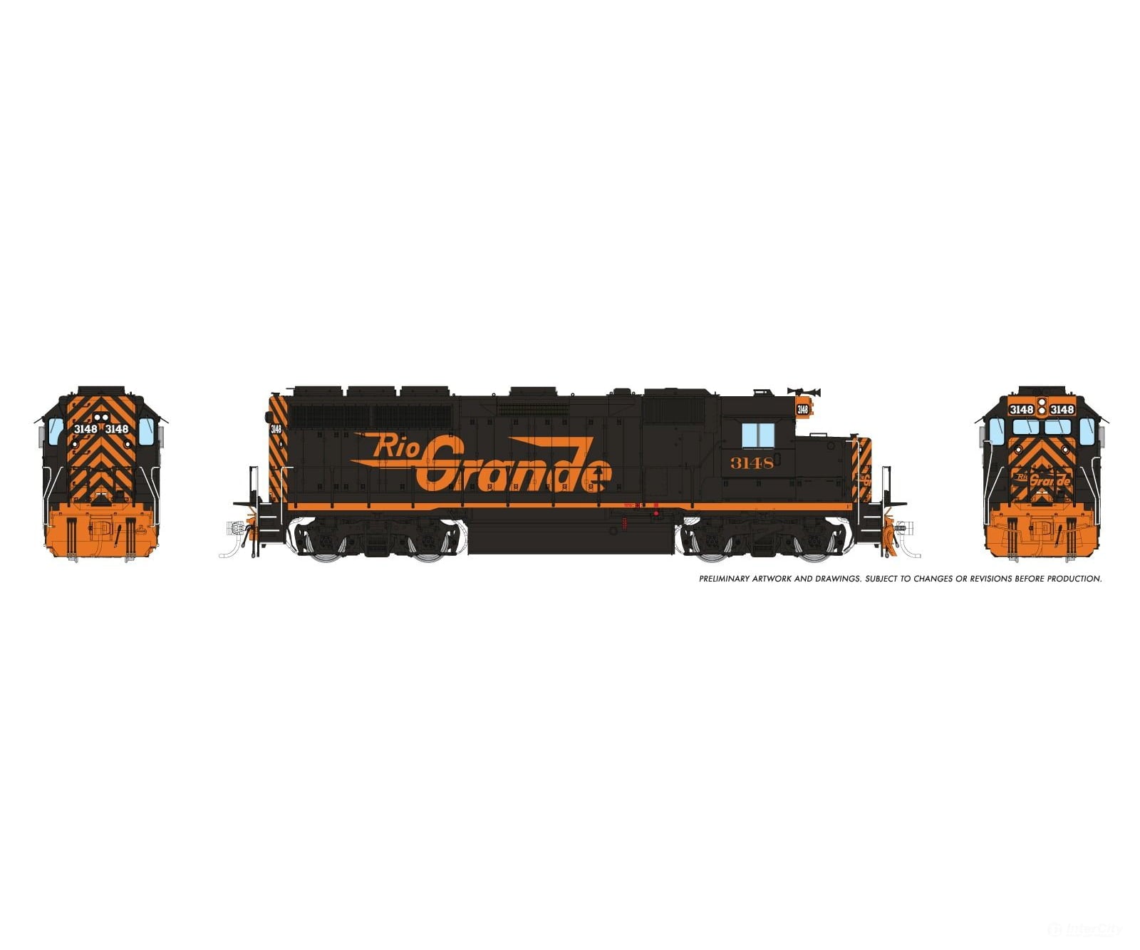 Rapido 1078048 HO EMD GP40 (DC/Silent): Rio Grande - Large Logo: #3148 - Locomotives