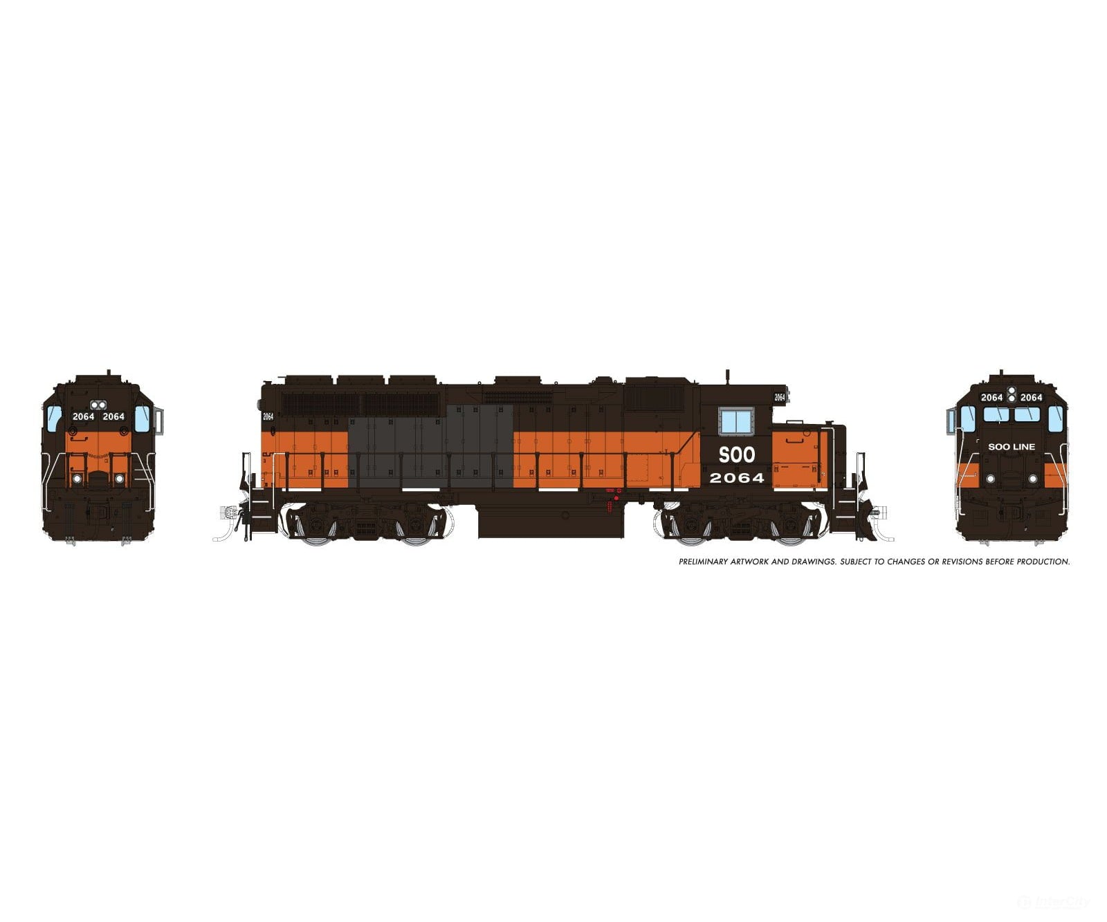 Rapido 1078537 HO EMD GP40 (DC/DCC/Sound): SOO Line: #2064 - Locomotives