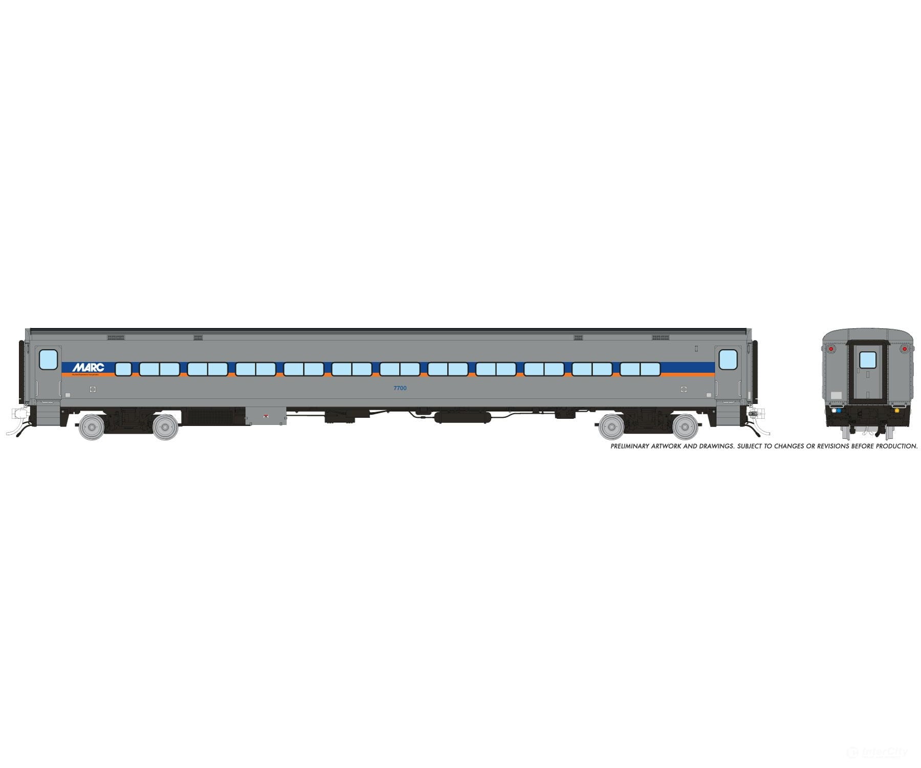 Rapido 1084012 HO Comet Car: MARC - Modern: Coach #7700 - Passenger Cars