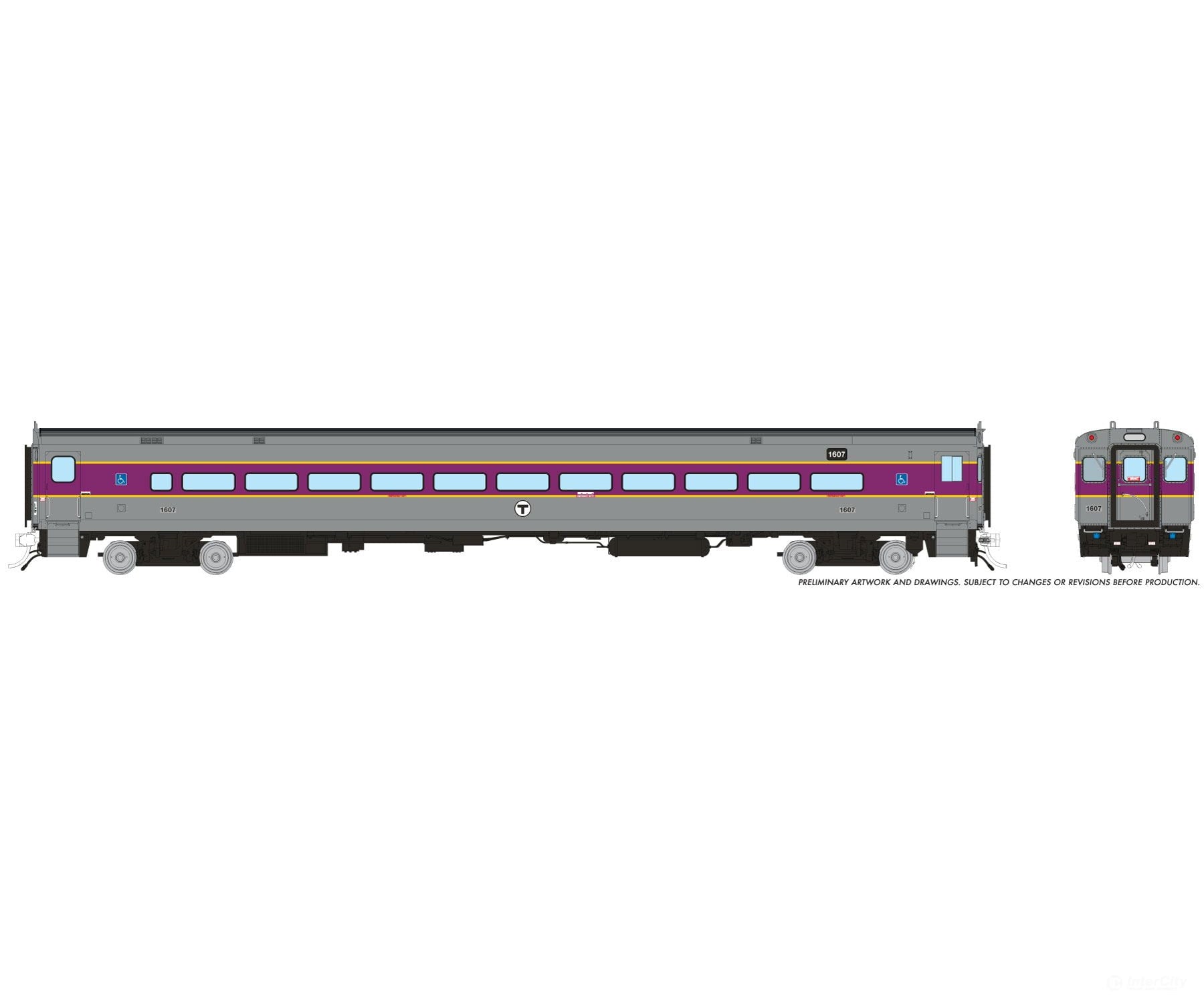 Rapido 1084021 HO Comet Car: MBTA - Modern: Coach #1607 - Passenger Cars