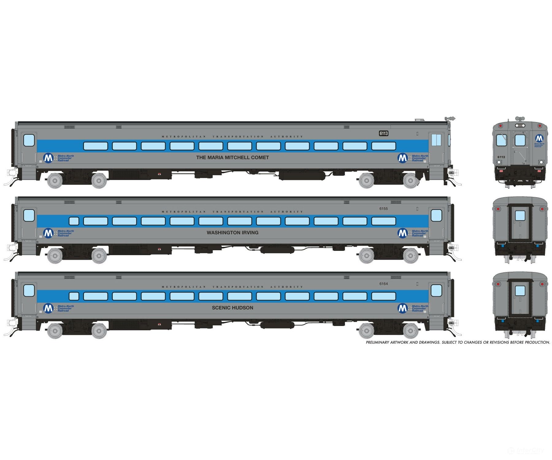 Rapido 1084031 HO Comet Car: MNCR - 1990s Scheme: Set #1 (Cab: 6111 Coaches: 6155 6164) - Passenger Cars