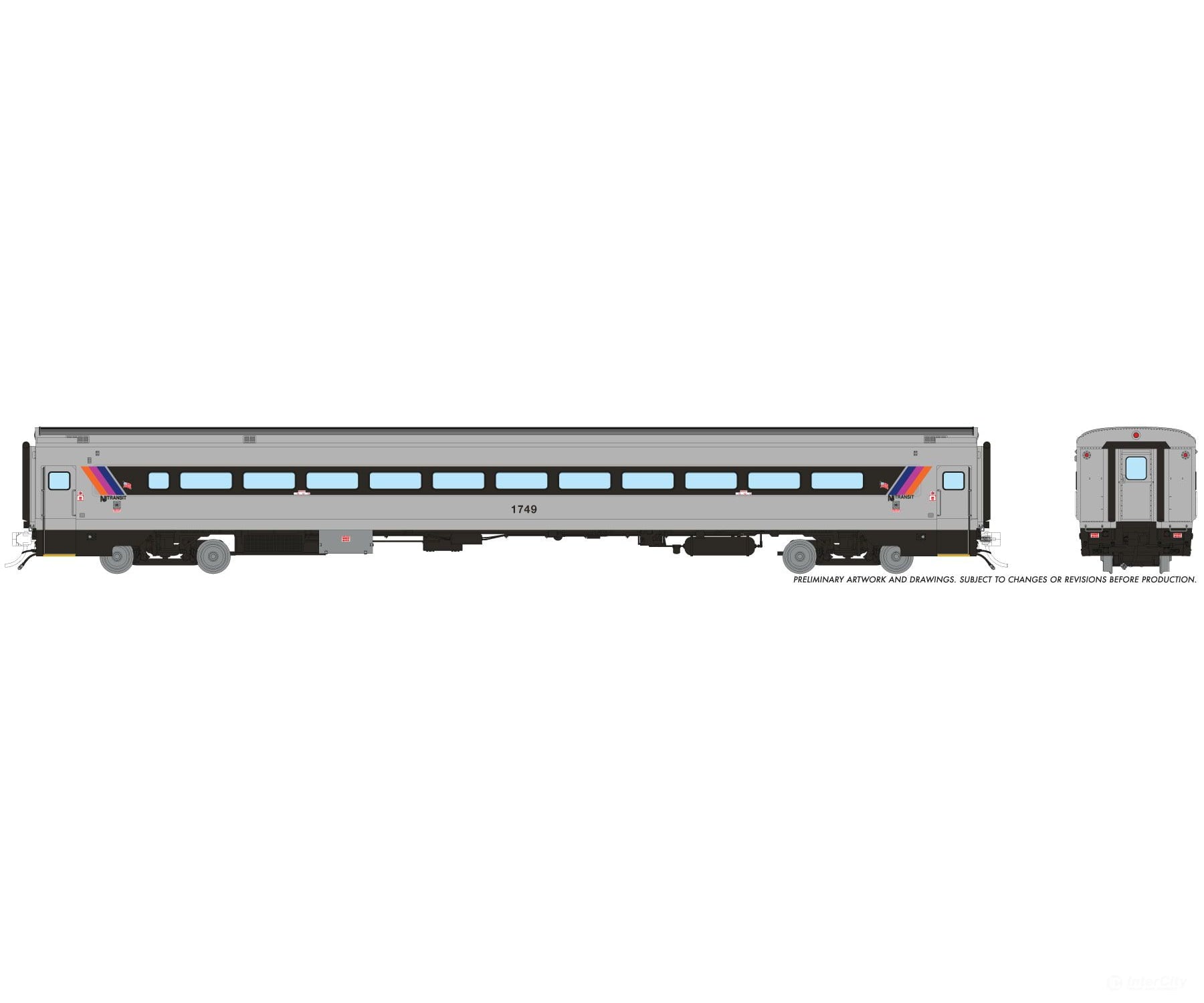 Rapido 1084050 HO Comet I Car: NJ Transit - Late 1990s Scheme: Coach #1749 - Passenger Cars