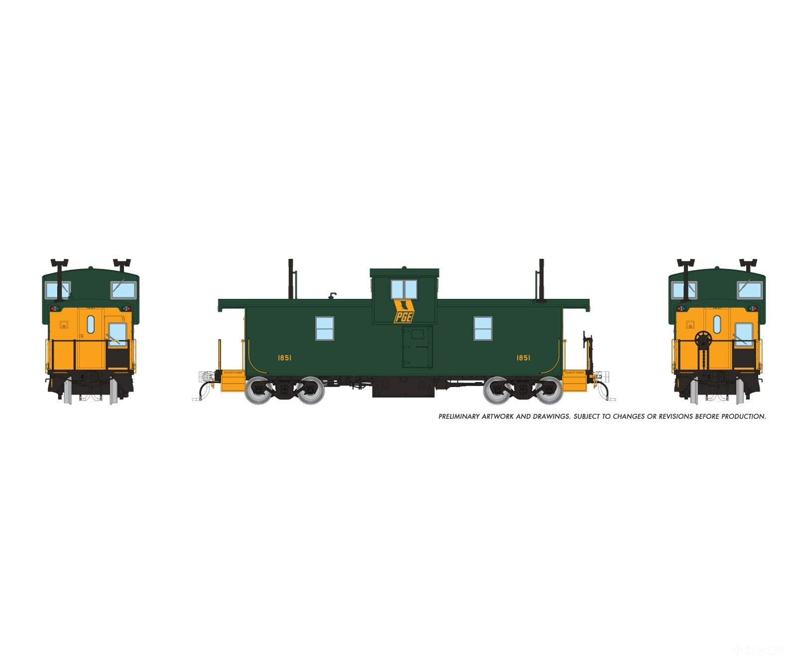 Rapido 1101001 HO Squamish Caboose: PGE - Original Scheme: #1851 - Freight Cars
