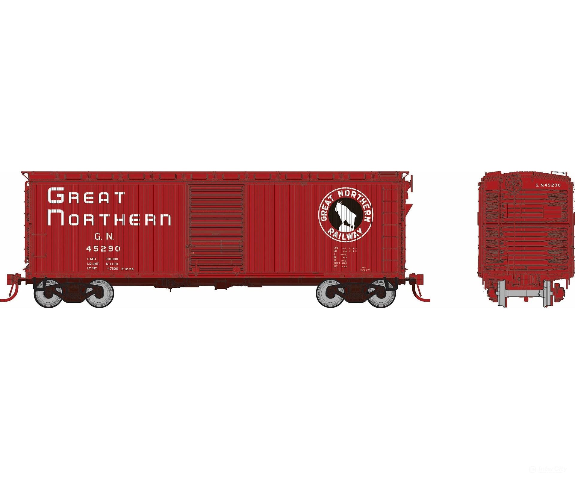Rapido 1105005A HO GN 40’ Wood-sided Boxcar: GN - Vermillion w/ Empire Builder Lettering: Single Car #1 - Freight Cars