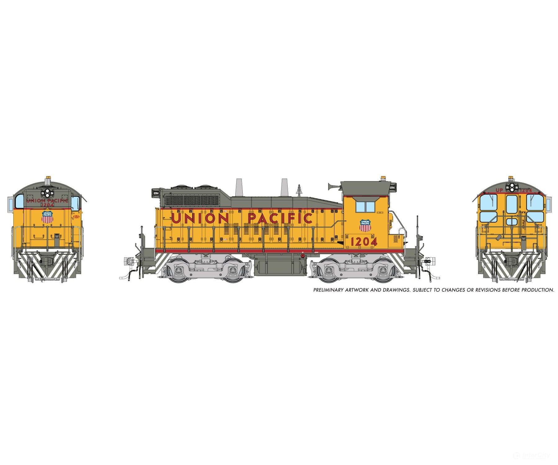 Rapido 1106003 HO EMD SW10 (DC/Silent): Union Pacific - Early w/ Large Cab Herald: #1204 - Locomotives