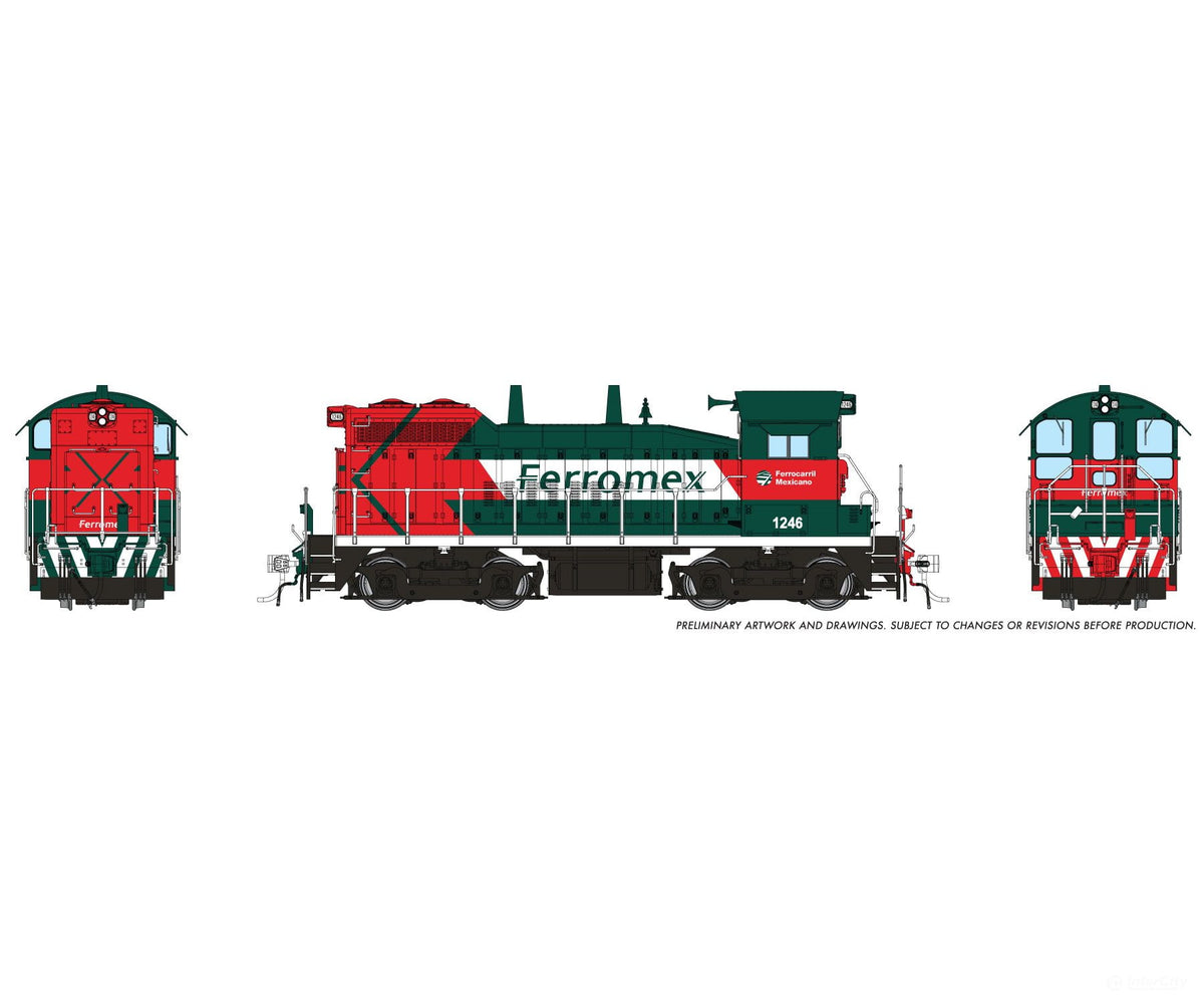 Rapido 1106521 HO EMD SW10 (DC/DCC/Sound): Ferromex - Green & Red: #1246 - Locomotives