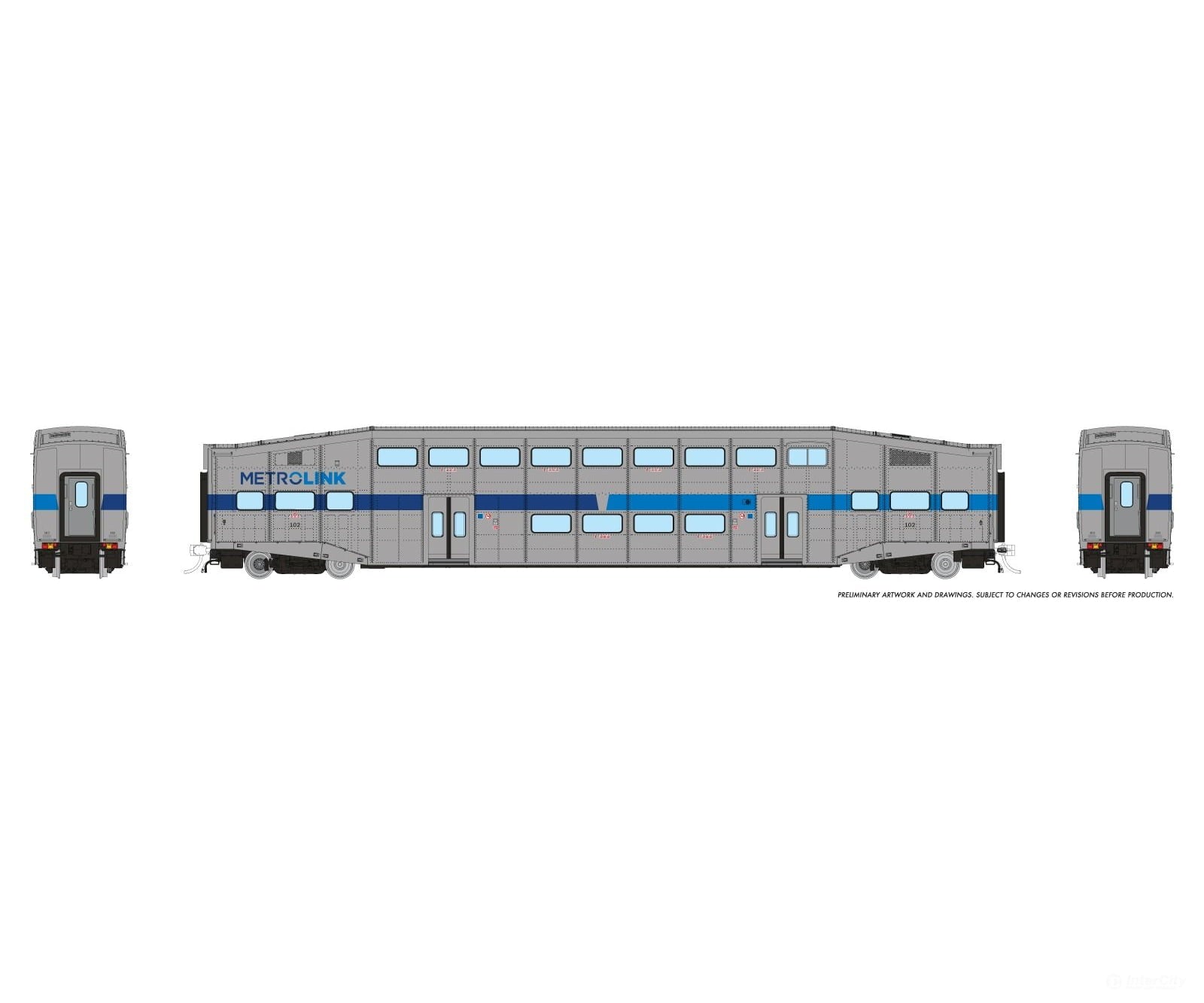 Rapido 1110009 HO BiLevel Commuter Car: Metrolink - Ribbon: Coach #102 Passenger Cars