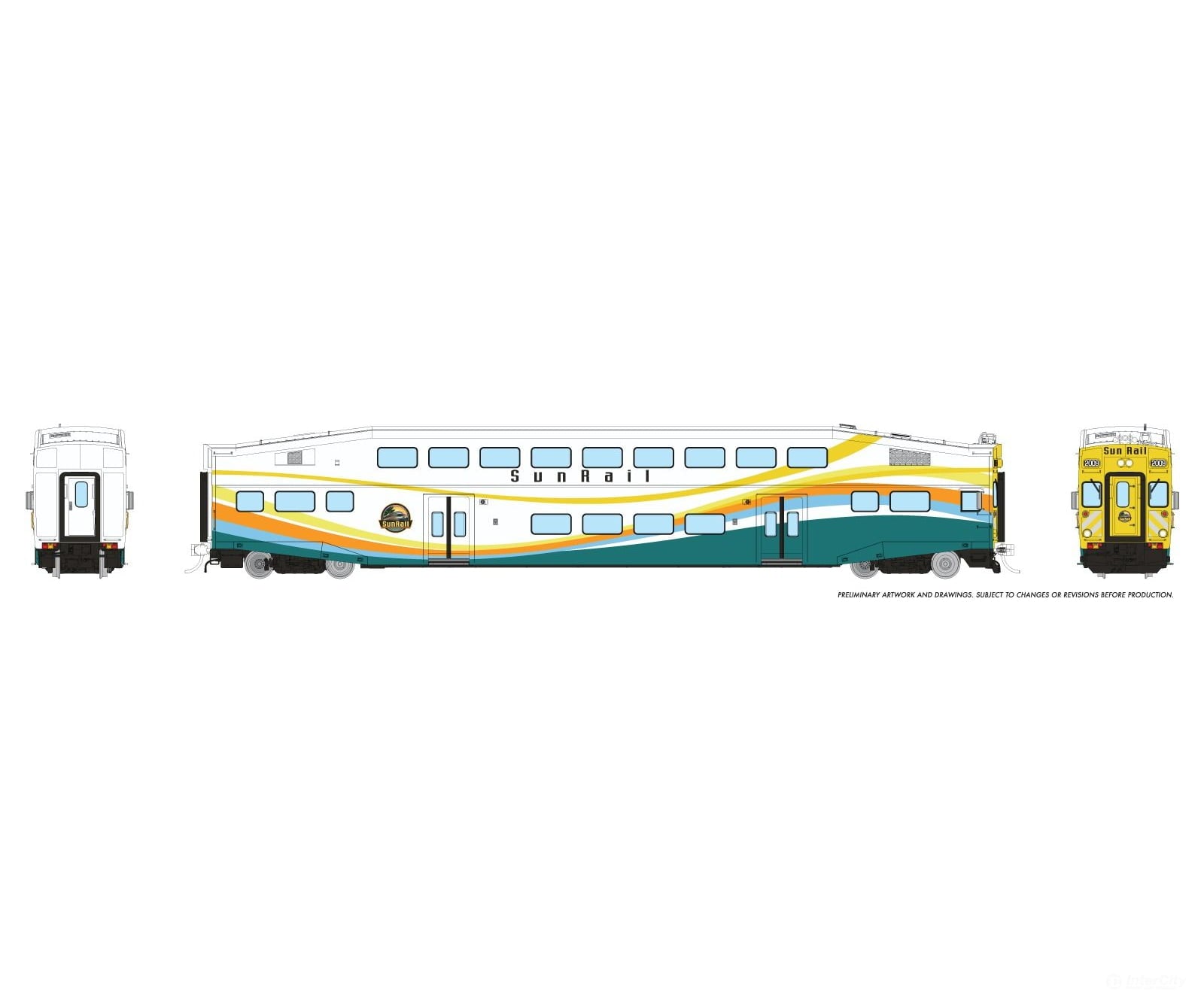 Rapido 1110017 HO BiLevel Commuter Car: SunRail: Cab #2004 Passenger Cars