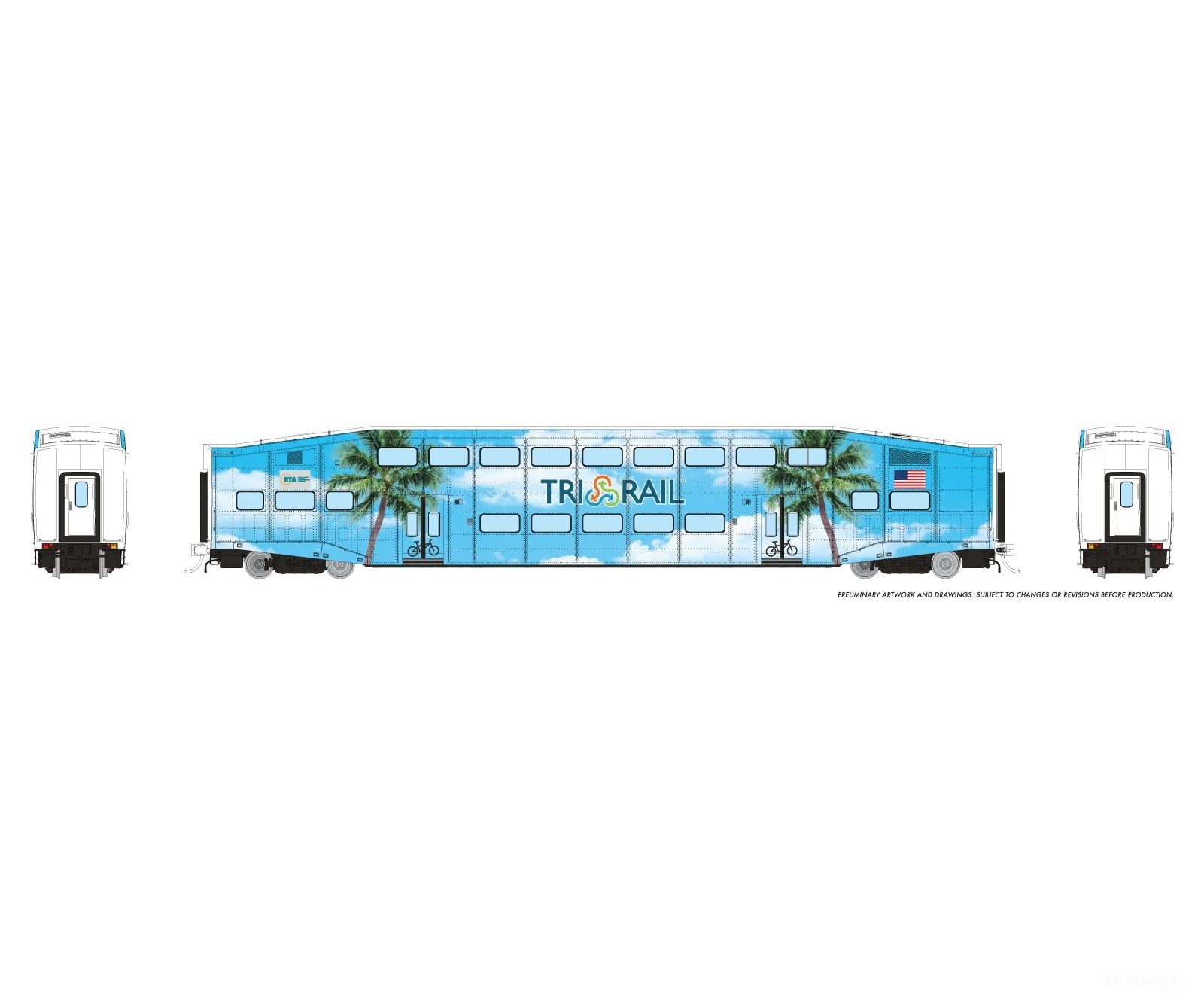 Rapido 1110028 HO BiLevel Commuter Car: TriRail - Palm Tree: Coach #1004 Passenger Cars